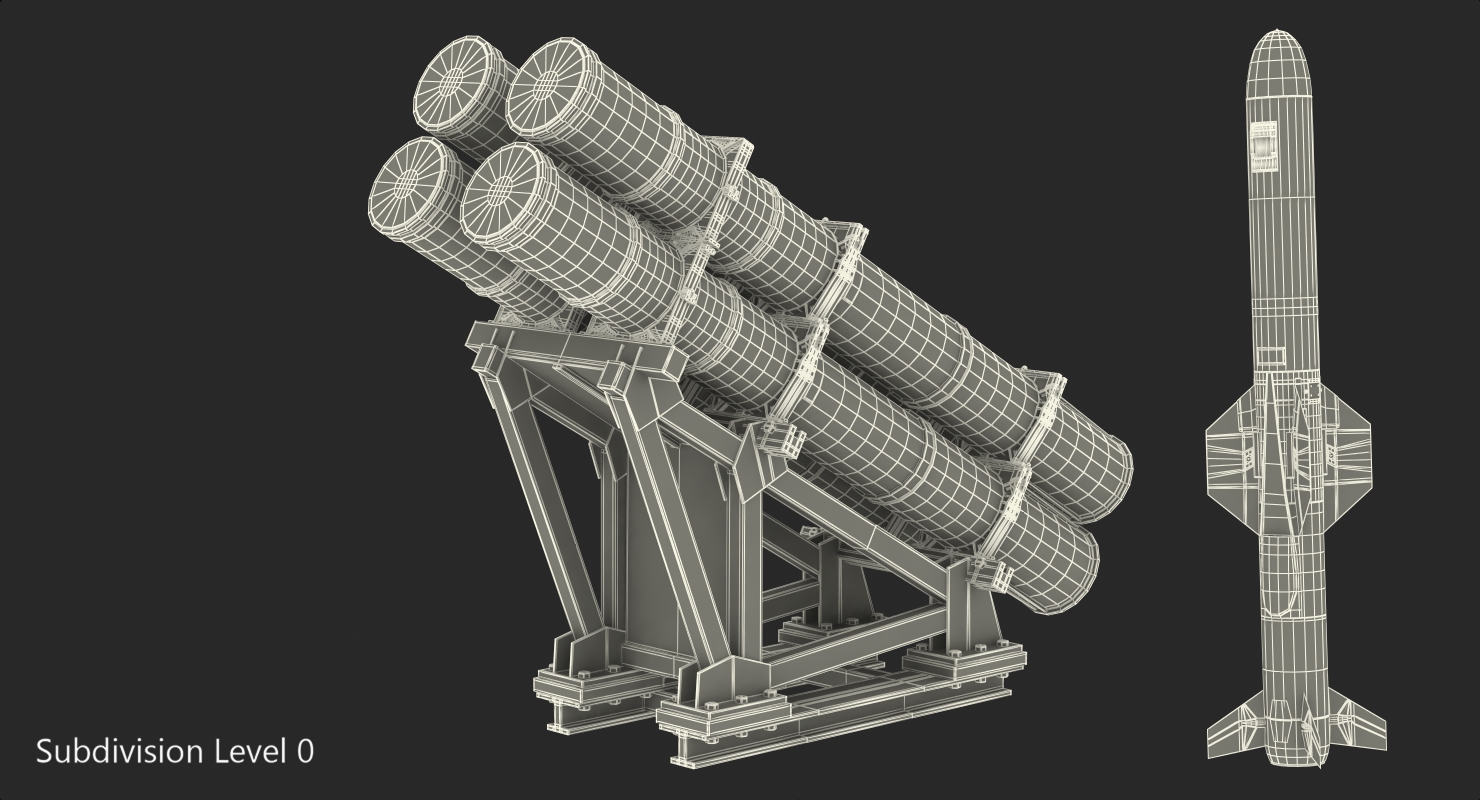 MK 141 Missile Launching System With AGM 84 Harpoon Missile 3D model