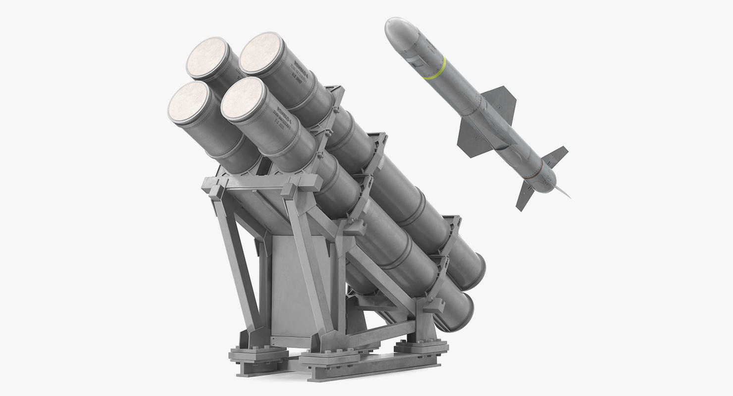 MK 141 Missile Launching System With AGM 84 Harpoon Missile 3D model