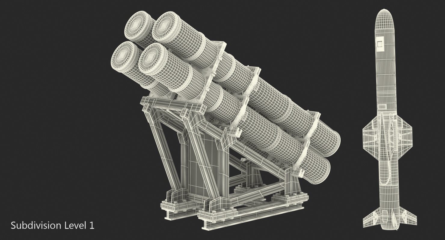 MK 141 Missile Launching System With AGM 84 Harpoon Missile 3D model