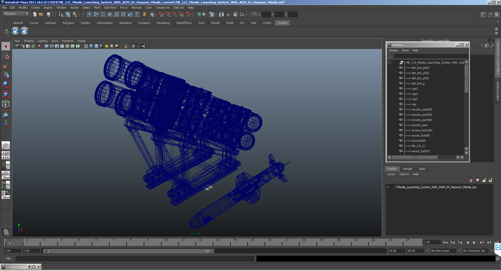 MK 141 Missile Launching System With AGM 84 Harpoon Missile 3D model