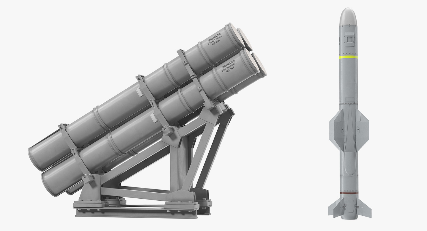 MK 141 Missile Launching System With AGM 84 Harpoon Missile 3D model