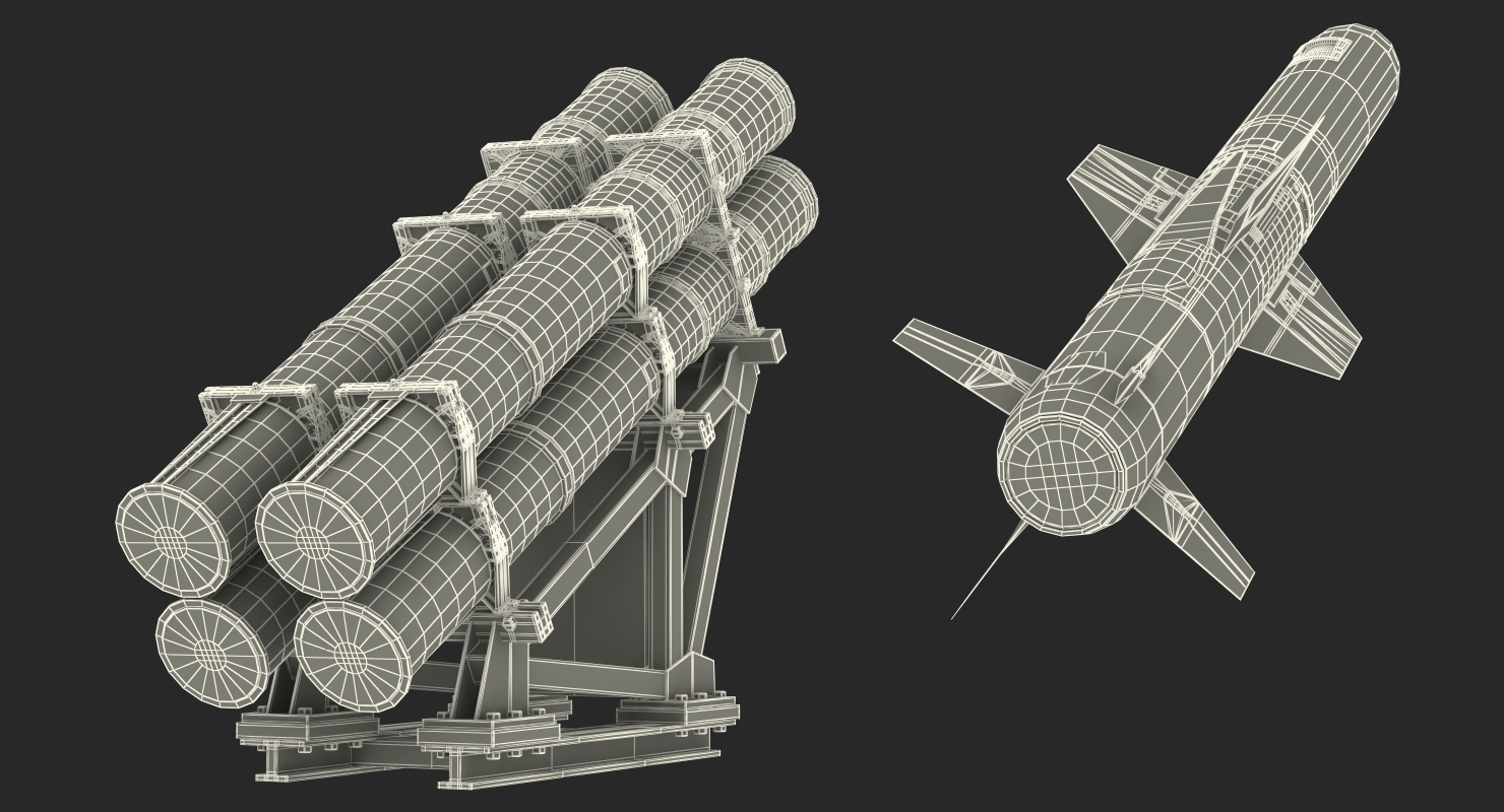MK 141 Missile Launching System With AGM 84 Harpoon Missile 3D model