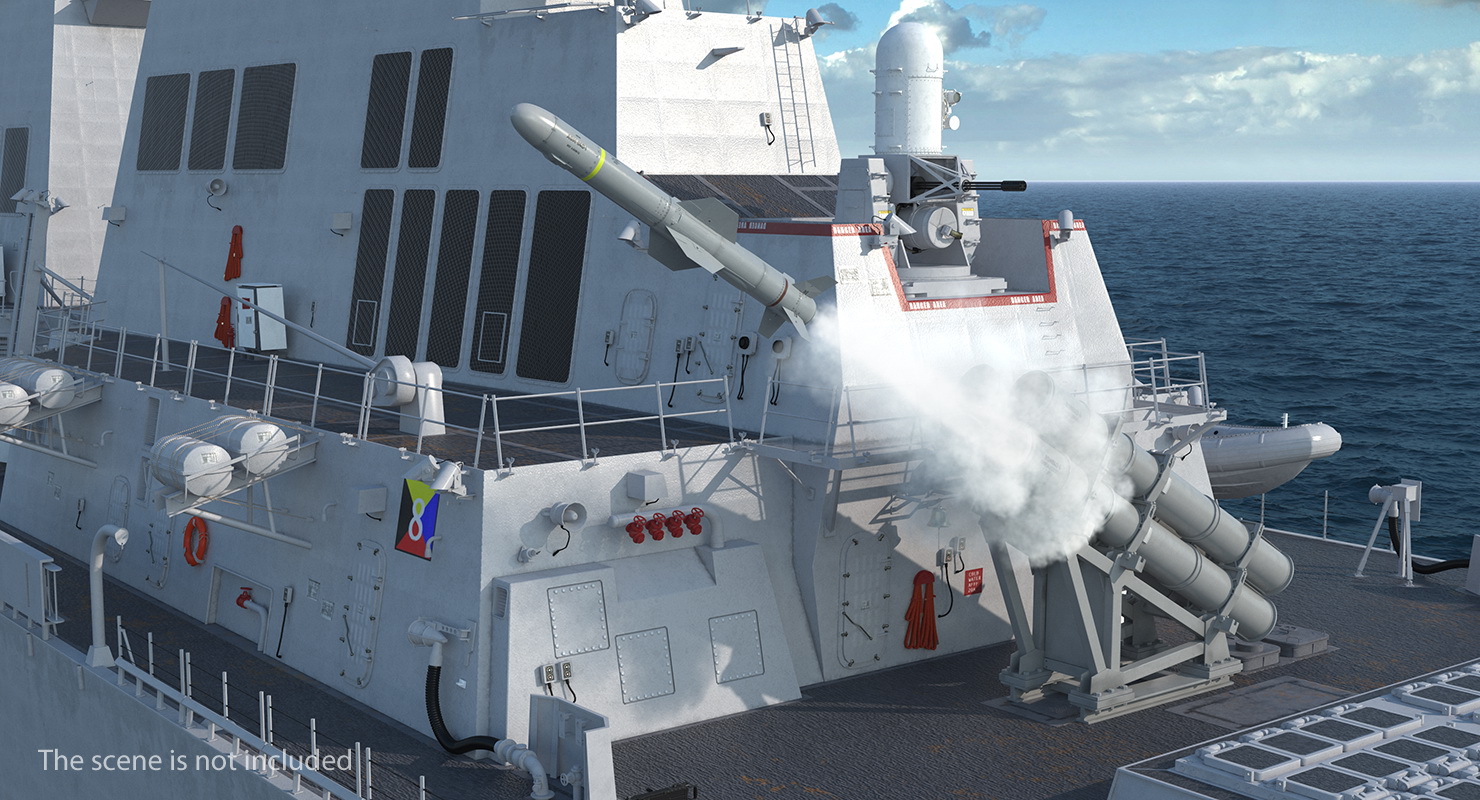 MK 141 Missile Launching System With AGM 84 Harpoon Missile 3D model