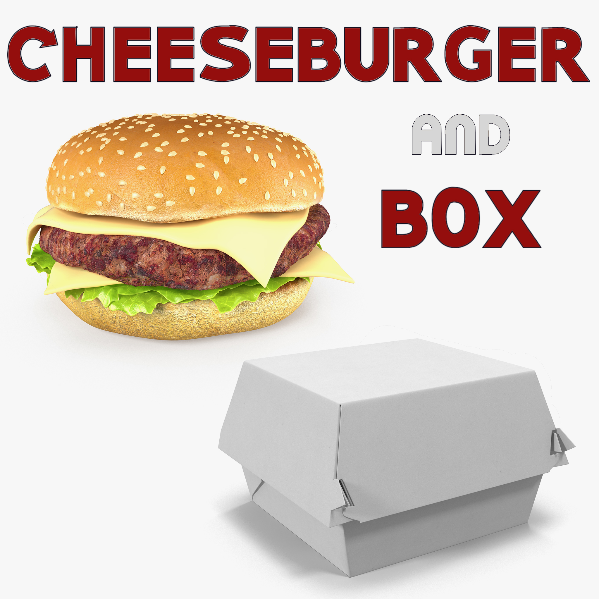 Cheeseburger and Box 3D Models