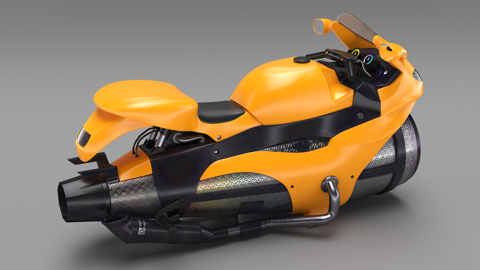 3D Futuristic Concept Motorcycle Yellow Rigged model