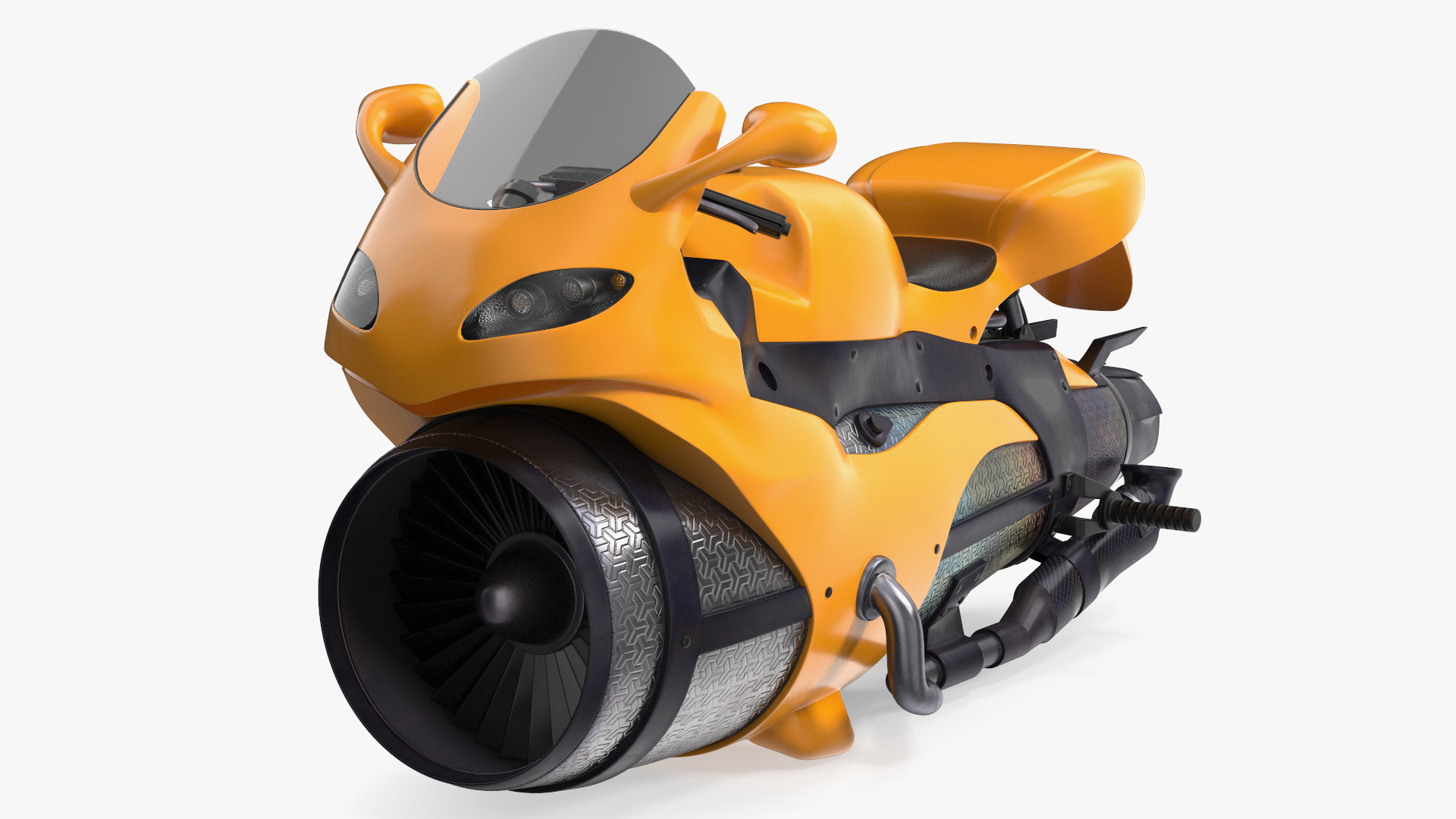 3D Futuristic Concept Motorcycle Yellow Rigged model