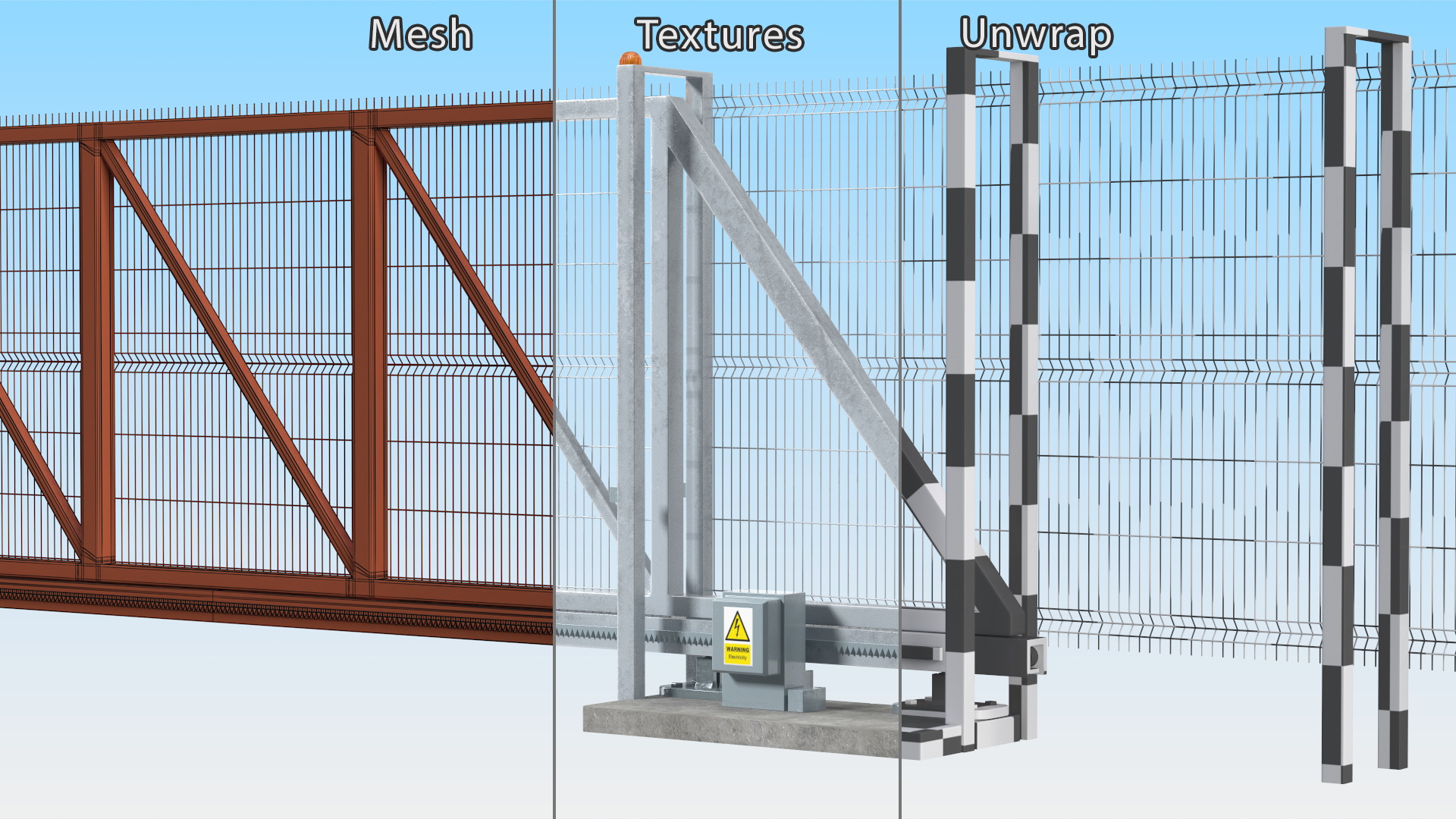 Industrial Mesh Gates Steel 3D