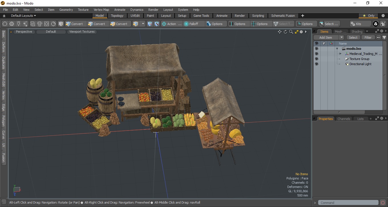 3D Medieval Trading Market Shop with Cart model