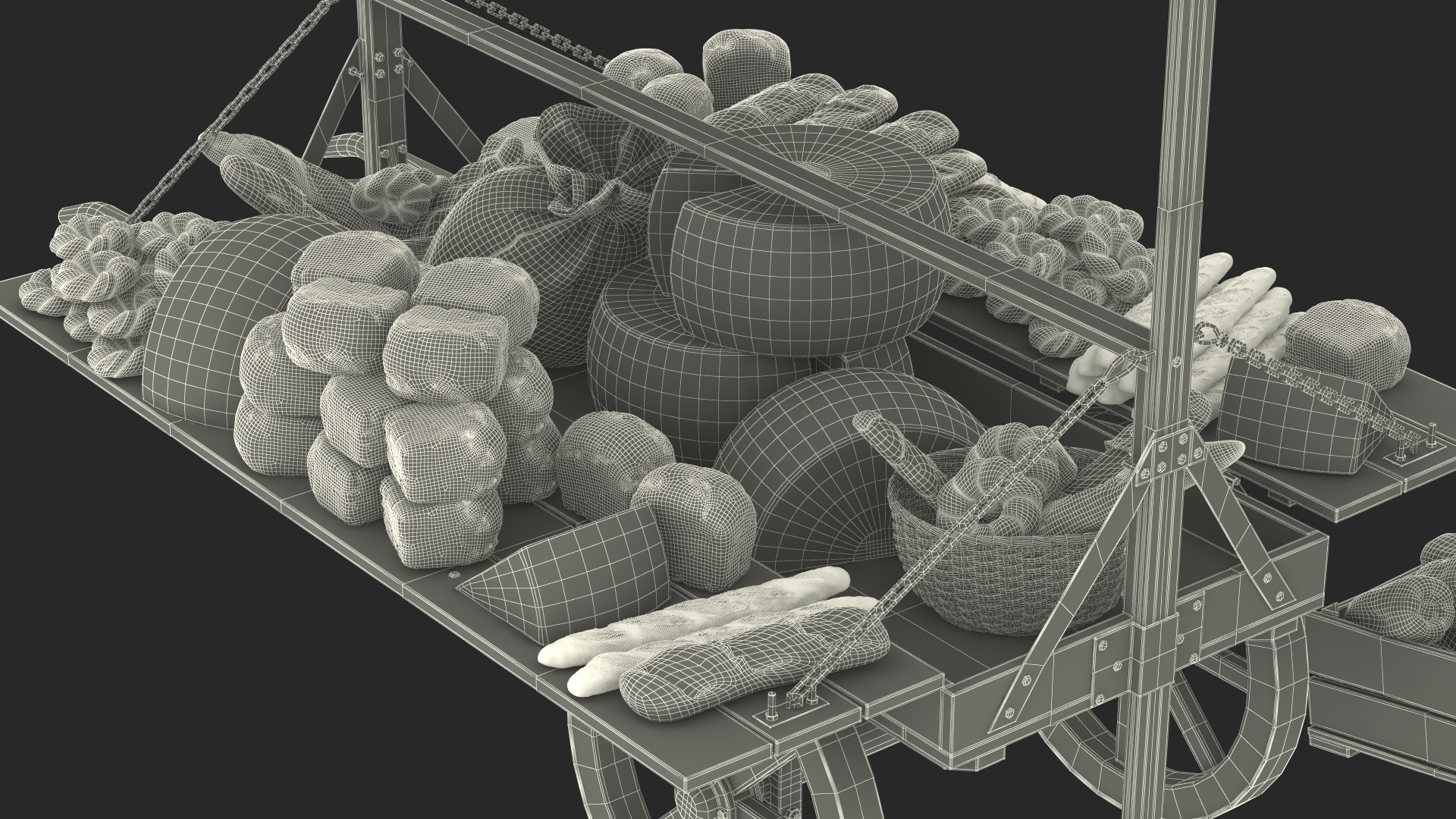 3D Medieval Trading Market Shop with Cart model