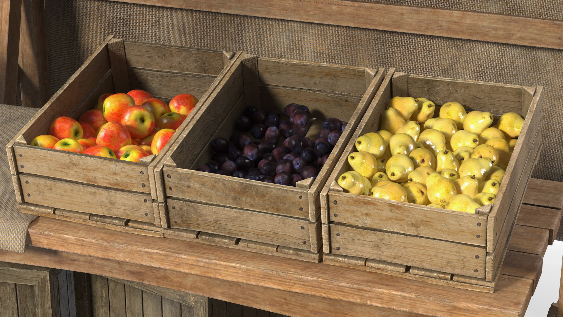 3D Medieval Trading Market Shop with Cart model