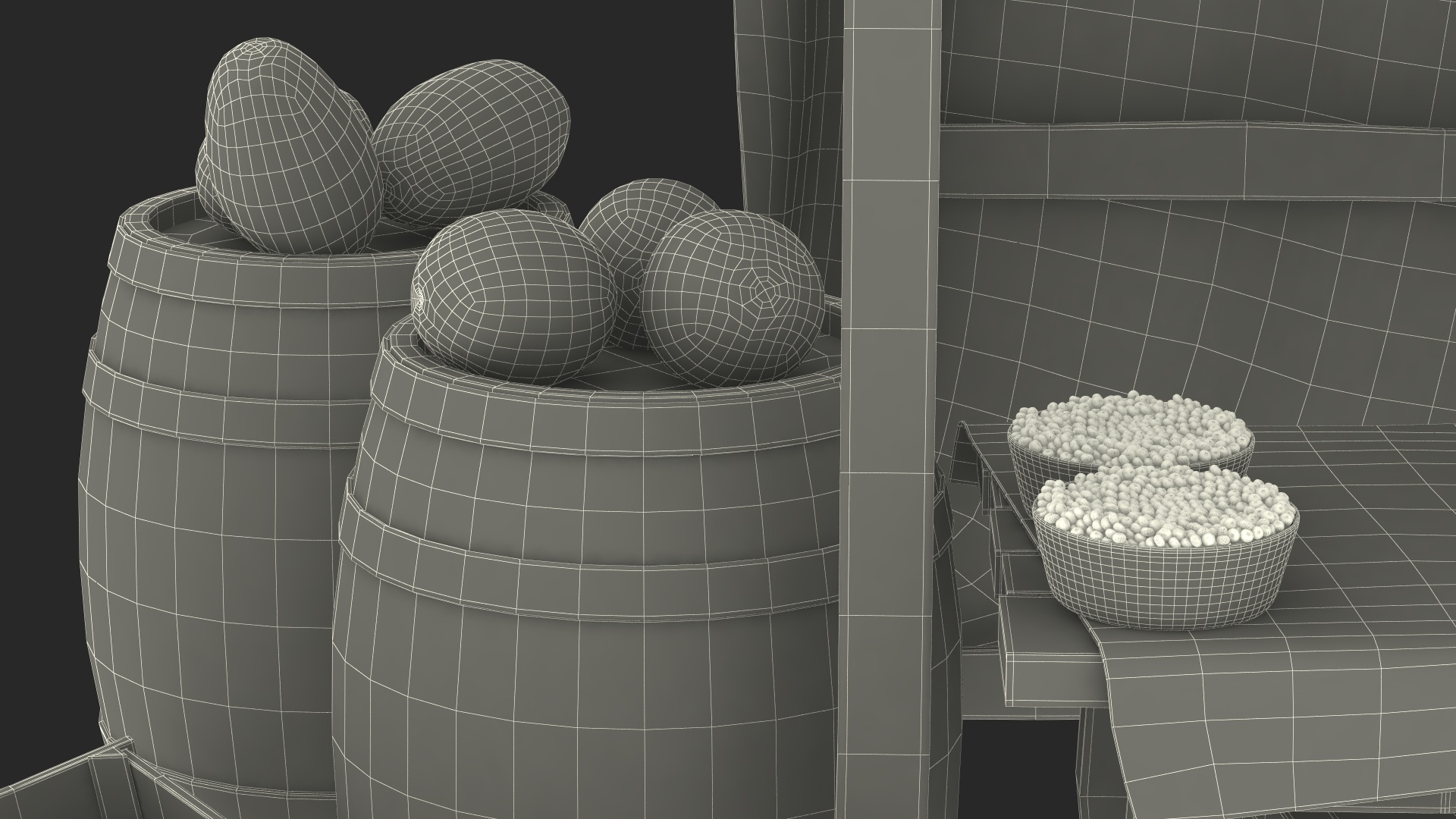 3D Medieval Trading Market Shop with Cart model