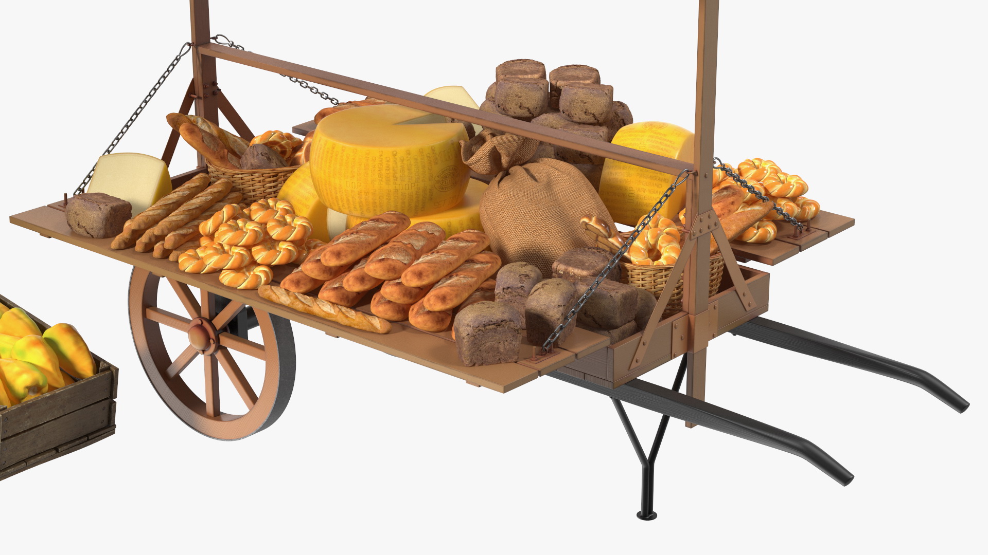 3D Medieval Trading Market Shop with Cart model