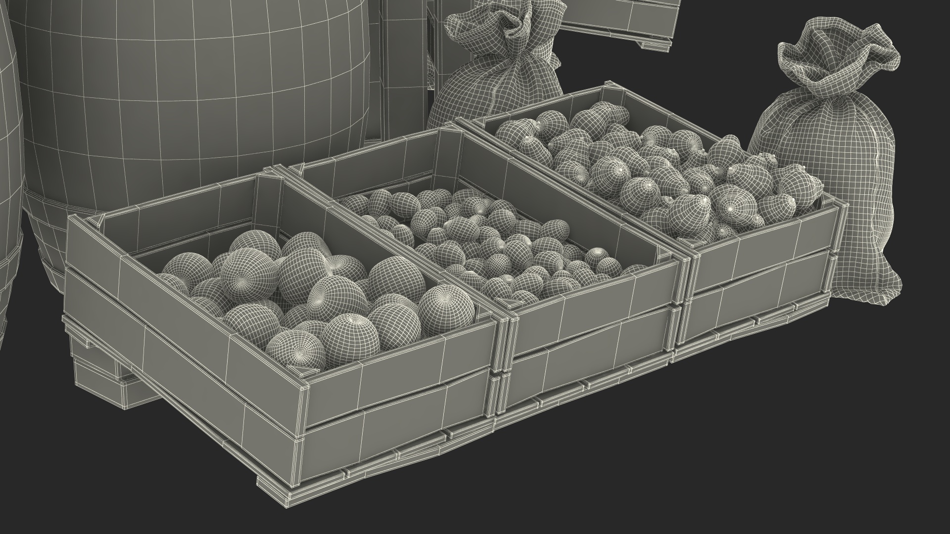 3D Medieval Trading Market Shop with Cart model