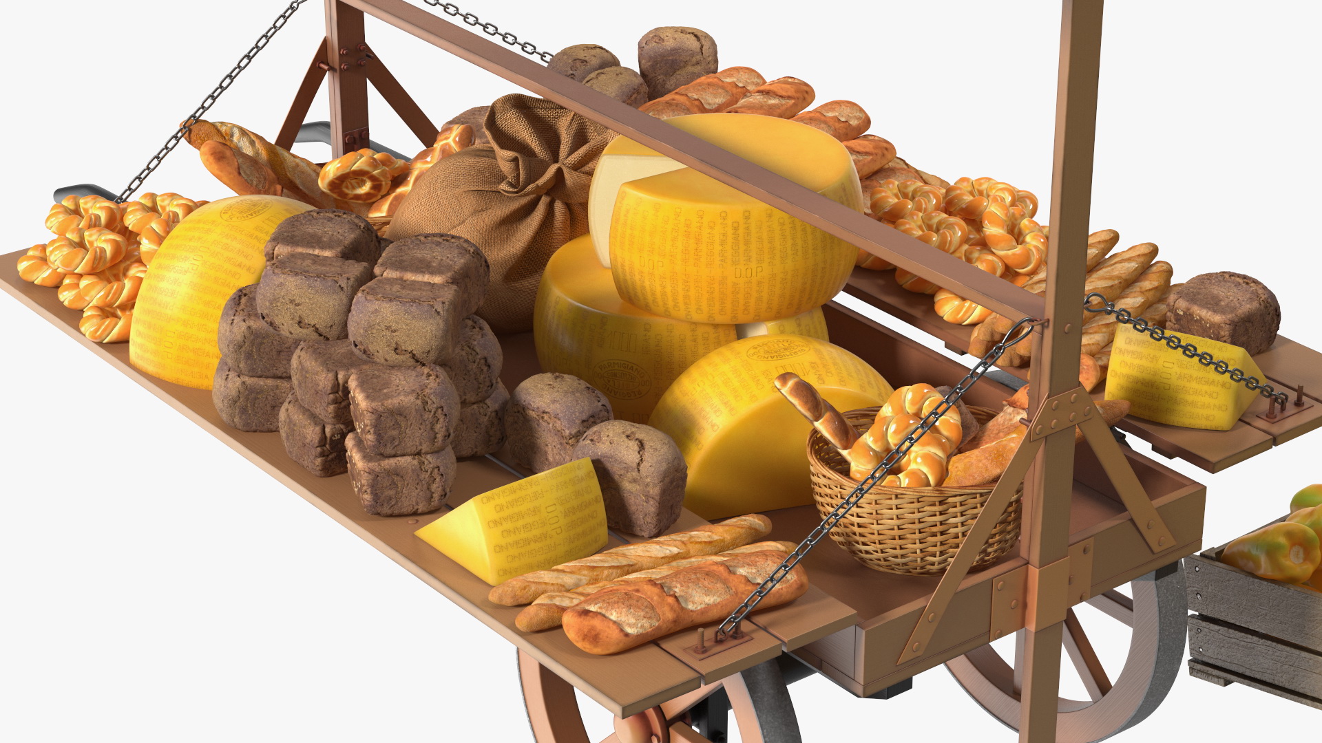3D Medieval Trading Market Shop with Cart model