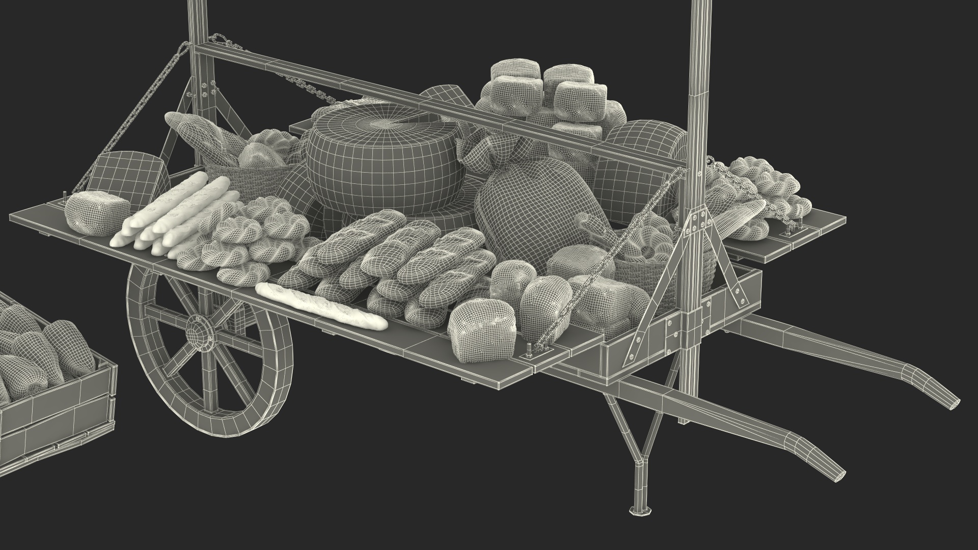 3D Medieval Trading Market Shop with Cart model