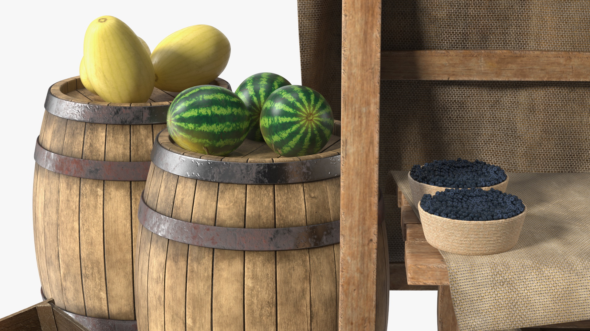 3D Medieval Trading Market Shop with Cart model