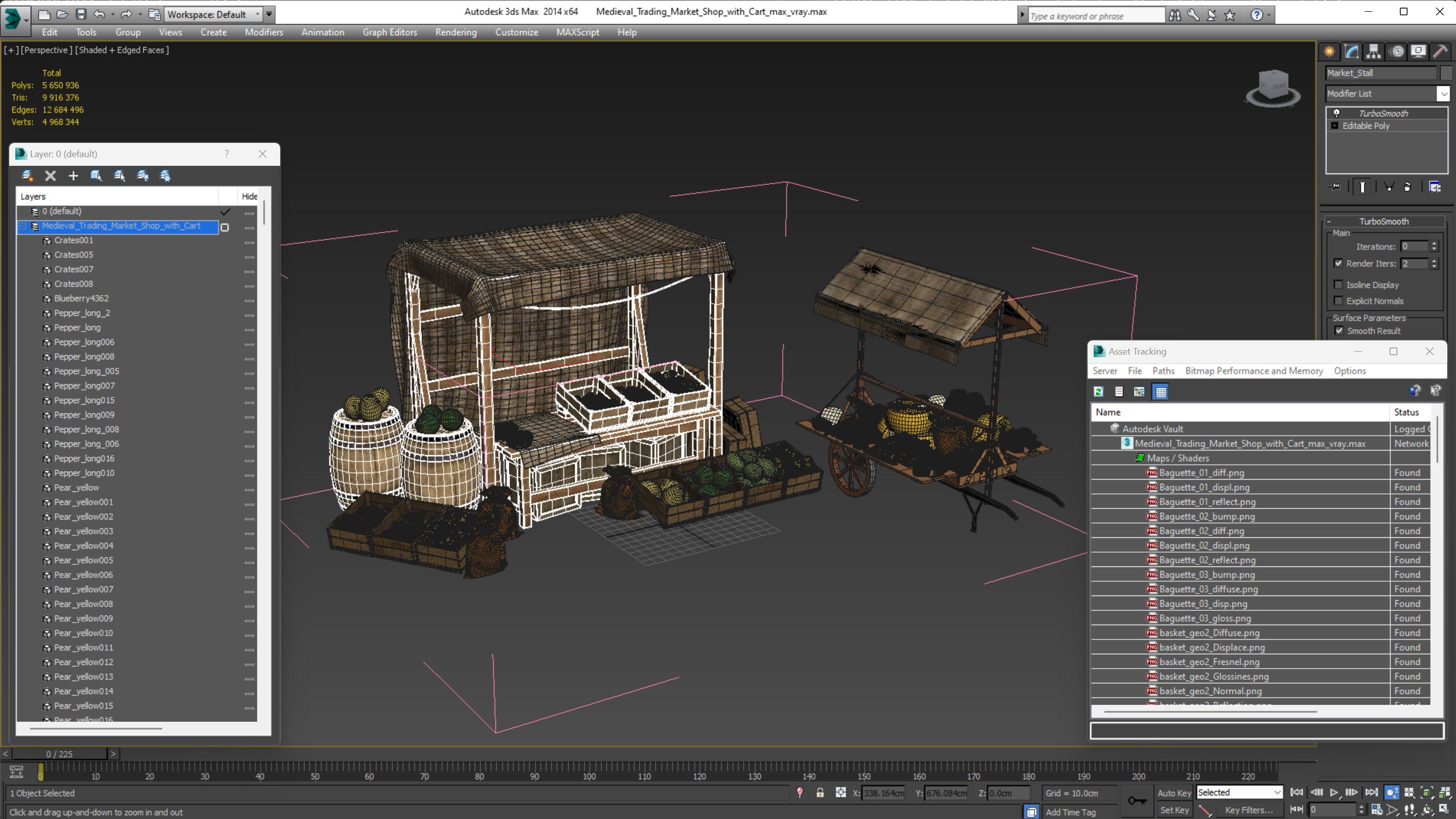 3D Medieval Trading Market Shop with Cart model