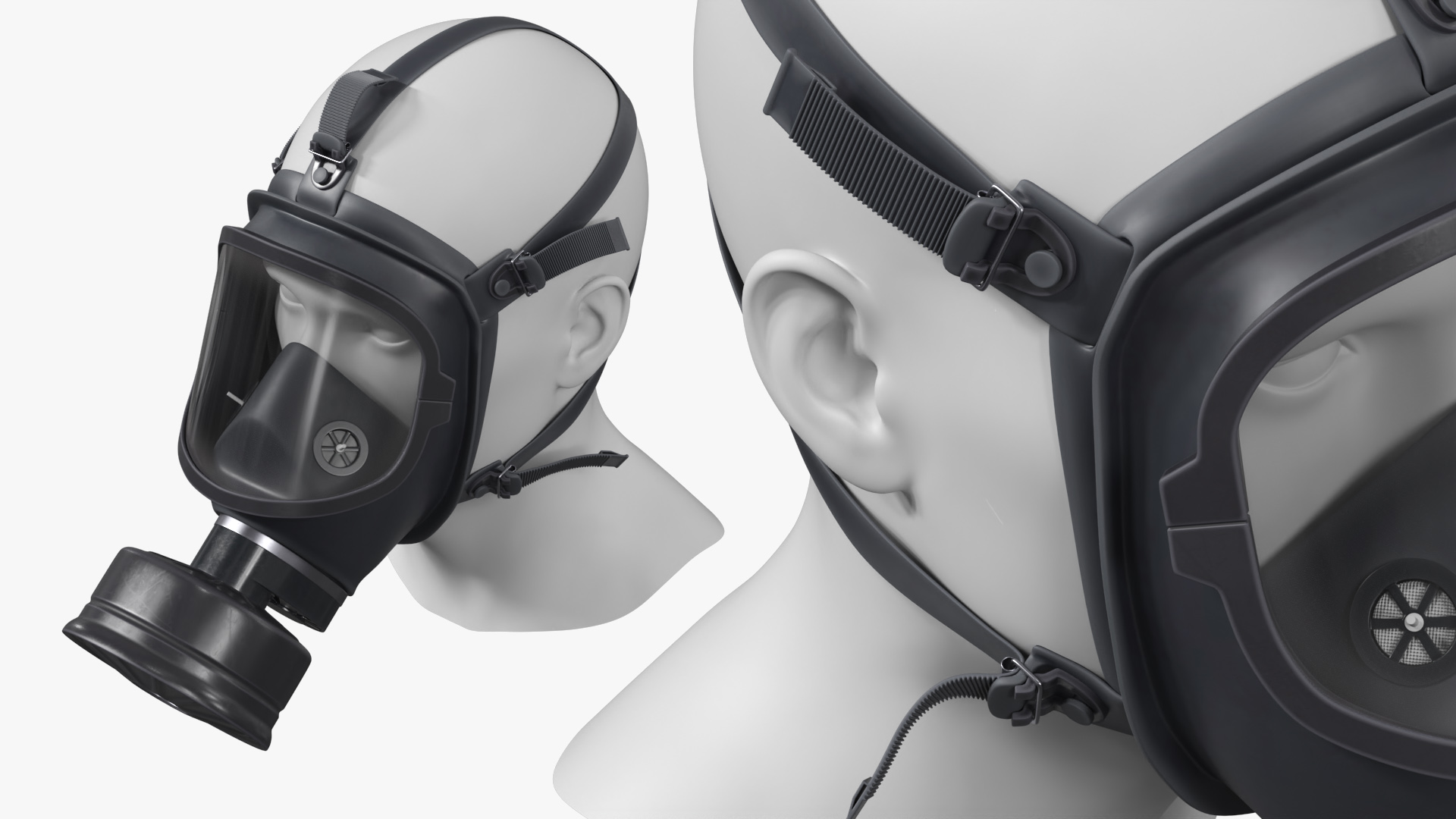 MF 14 Gas Mask on Head Mannequin Black - view 3