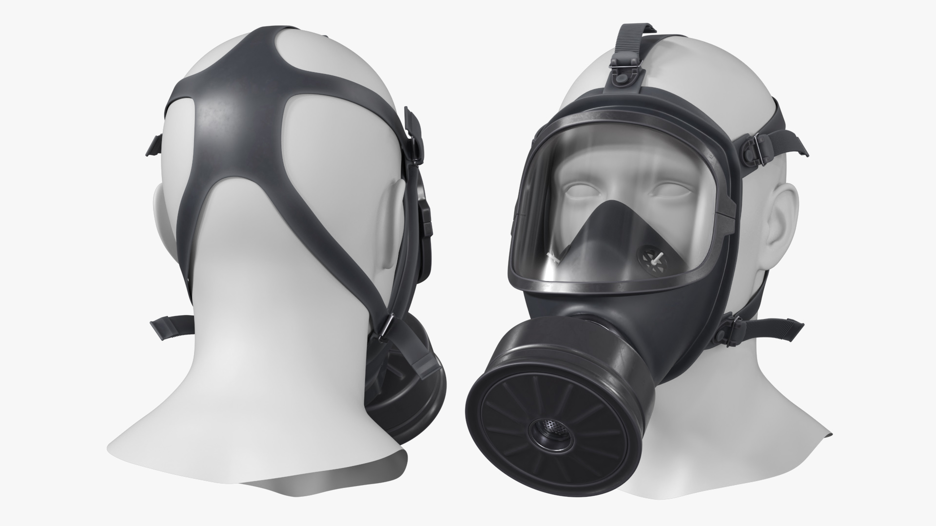 MF 14 Gas Mask on Head Mannequin Black - view 2