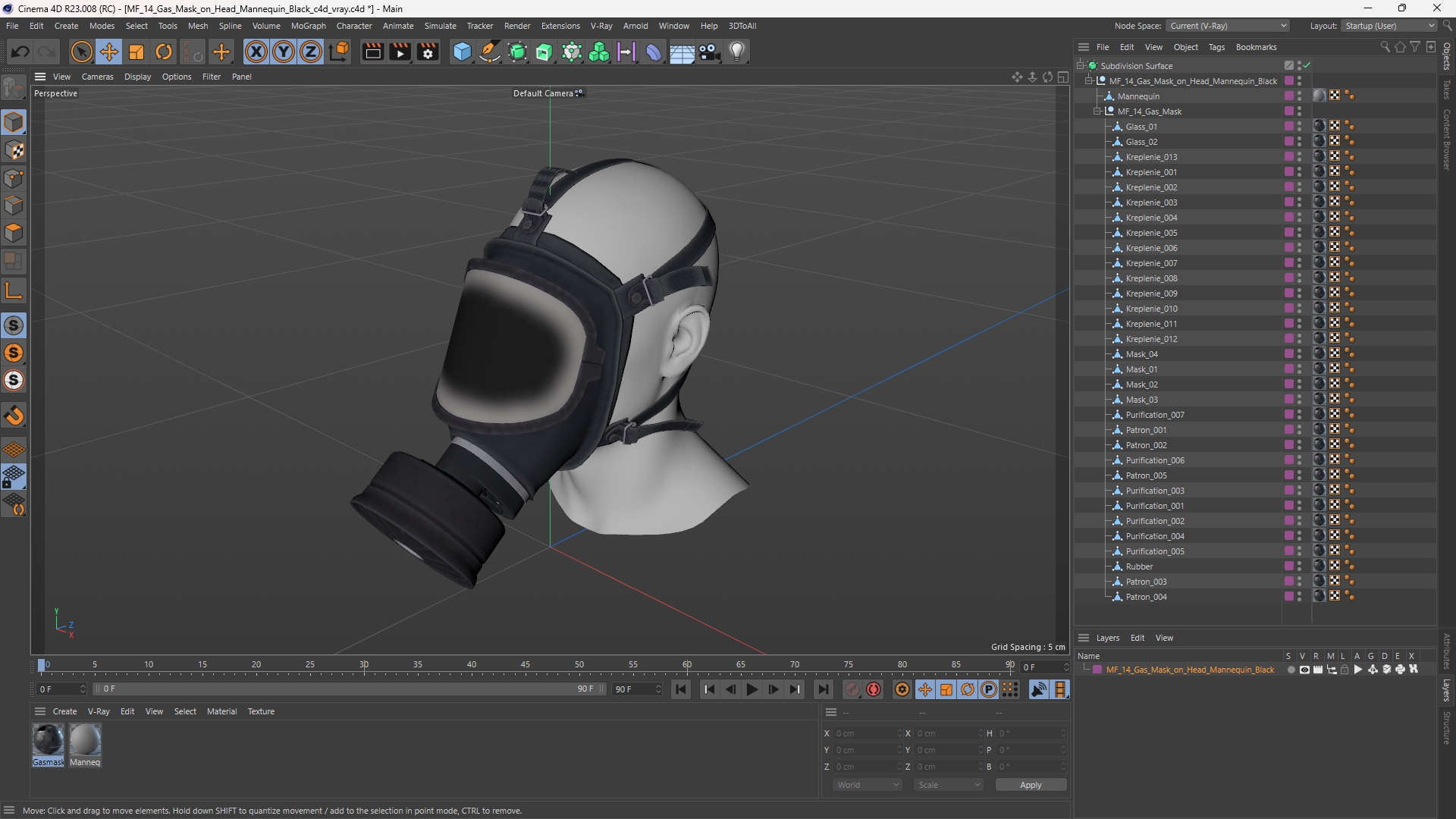 MF 14 Gas Mask on Head Mannequin Black - view 12