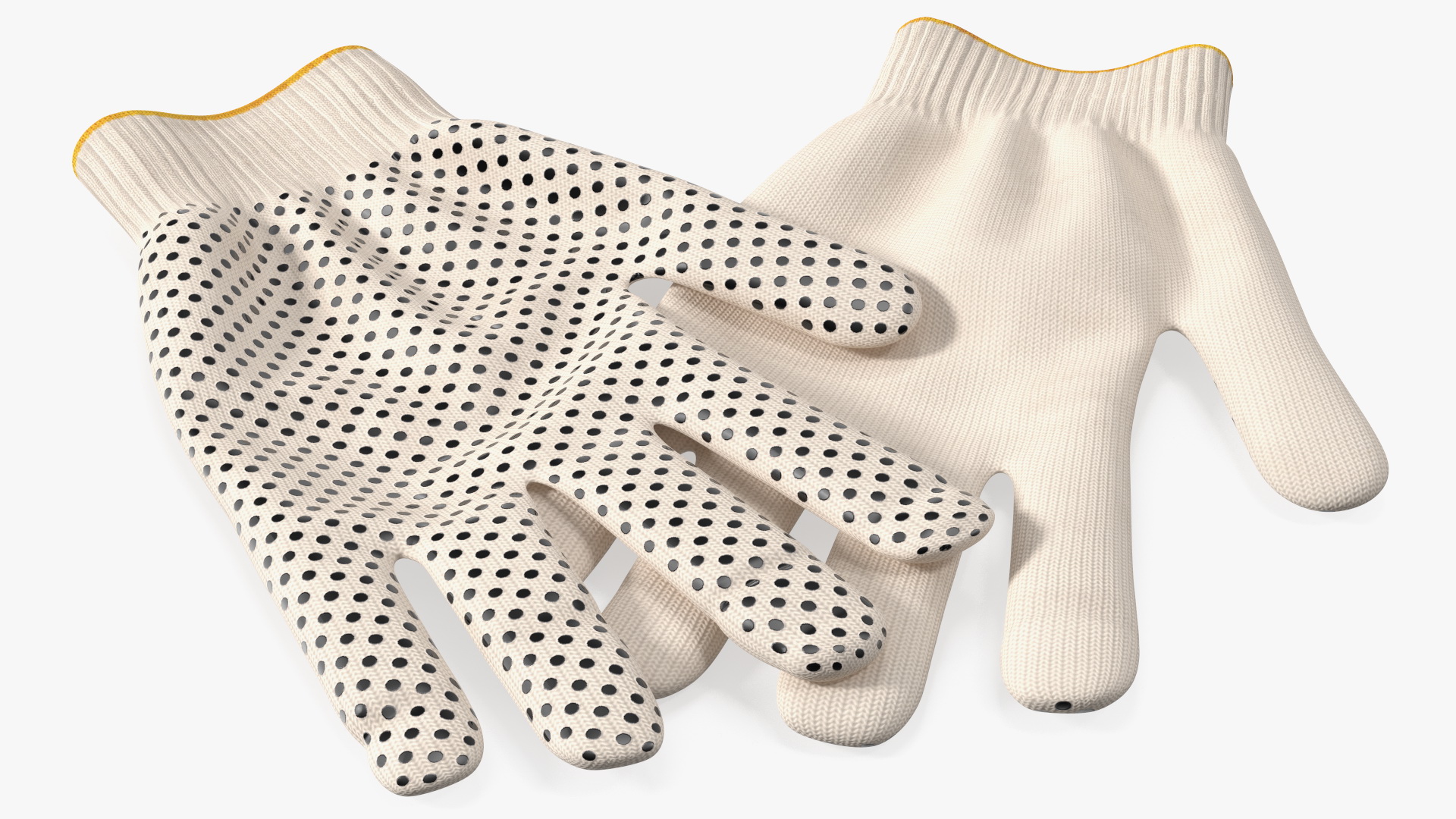 Cotton Work Gloves Beige 3D model