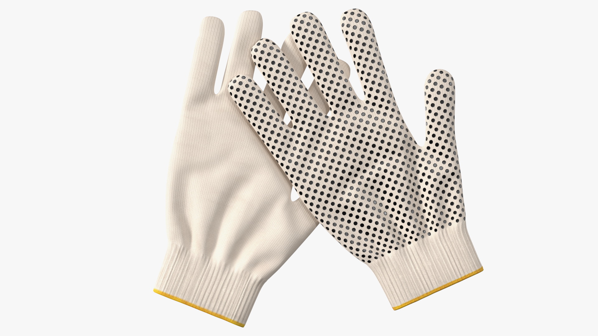 Cotton Work Gloves Beige 3D model