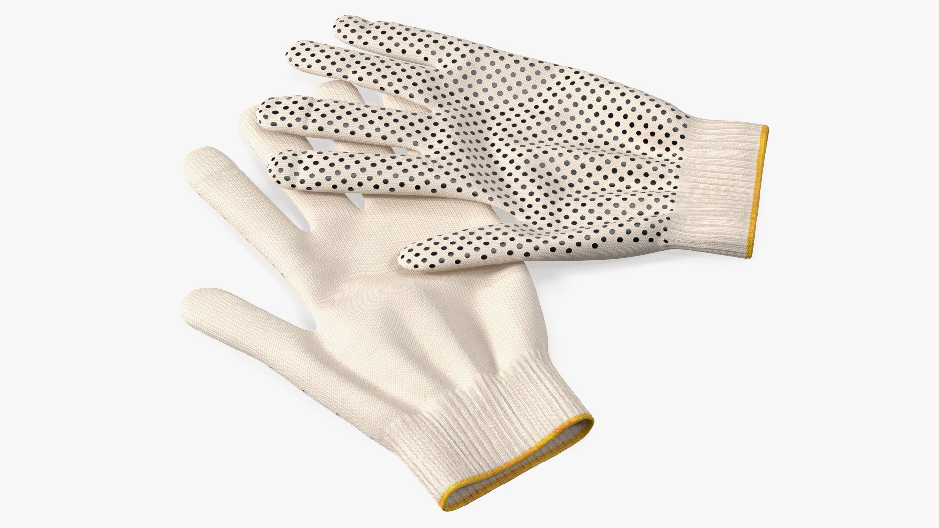Cotton Work Gloves Beige 3D model