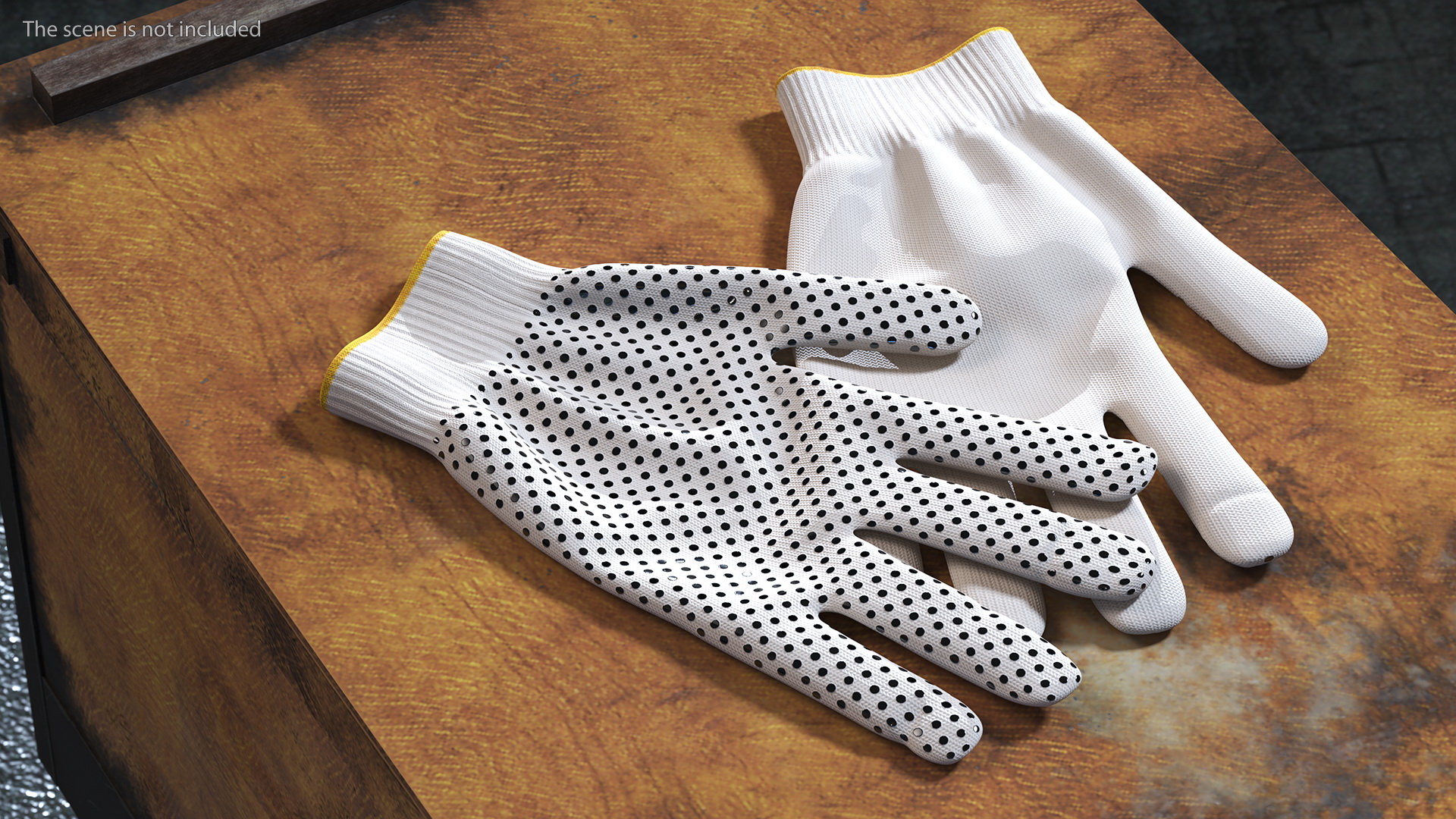 Cotton Work Gloves Beige 3D model