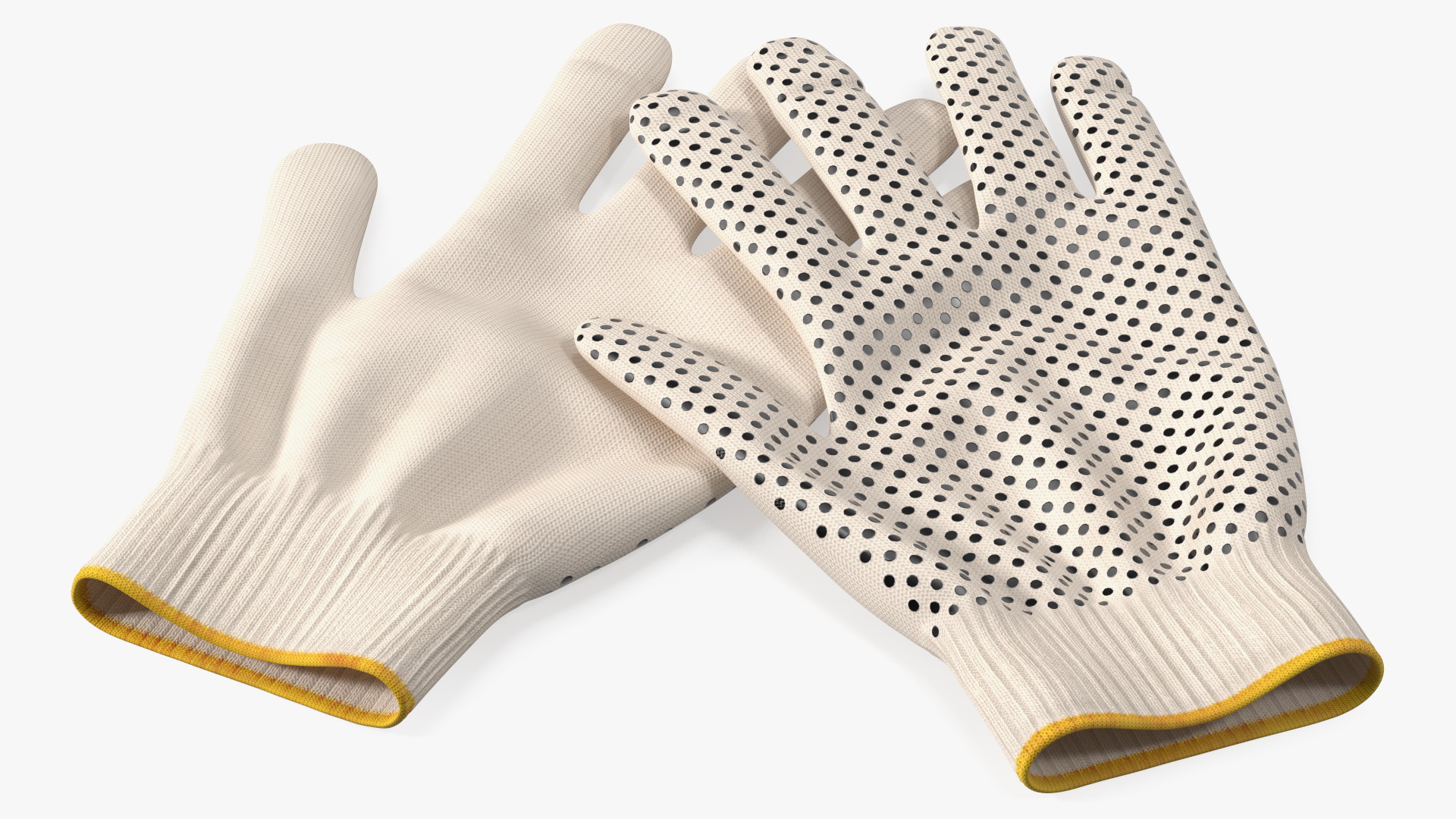 Cotton Work Gloves Beige 3D model