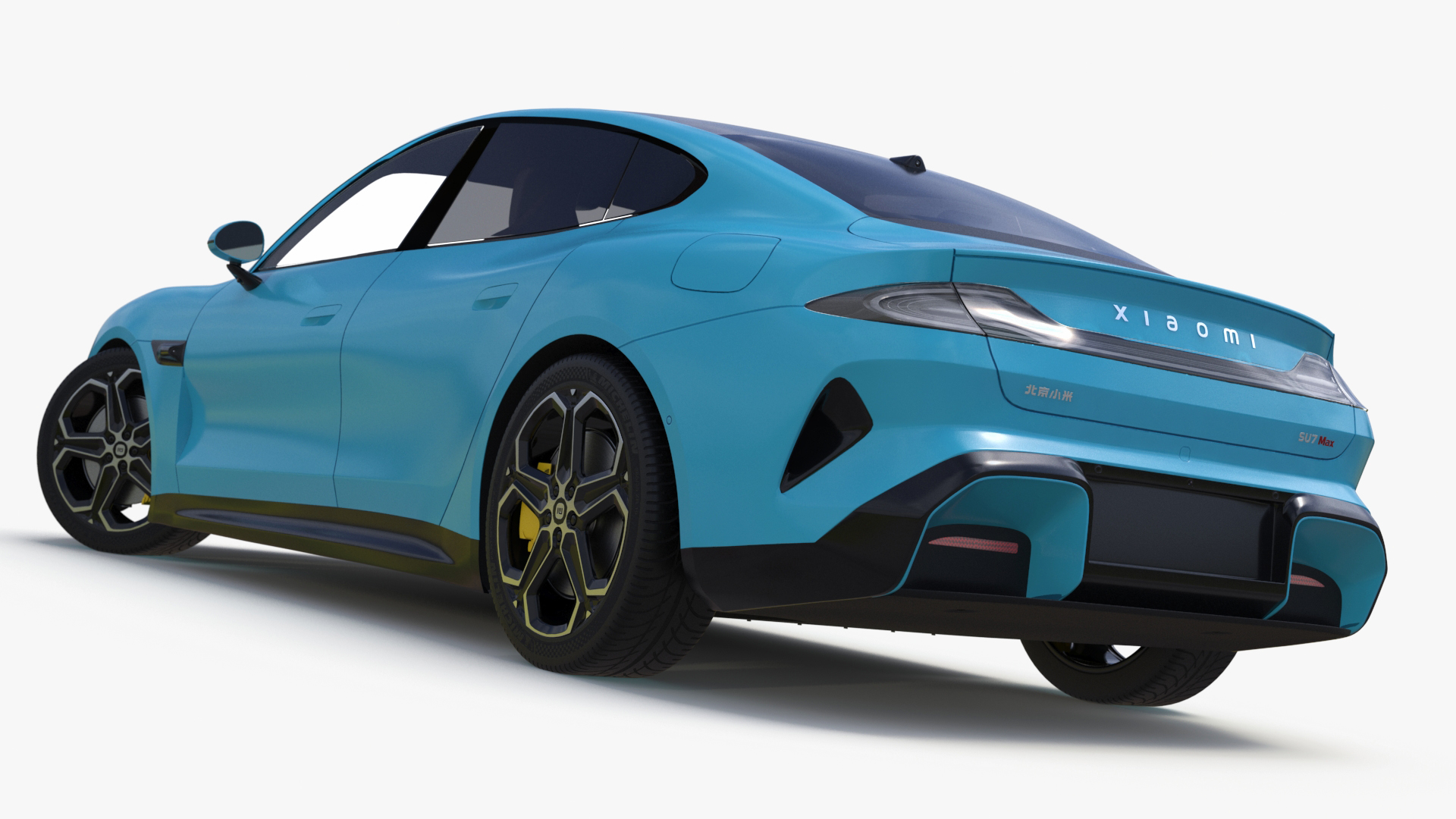 3D Electric Car Xiaomi SU7 EV Car 2023 Aqua Blue Rigged for Maya