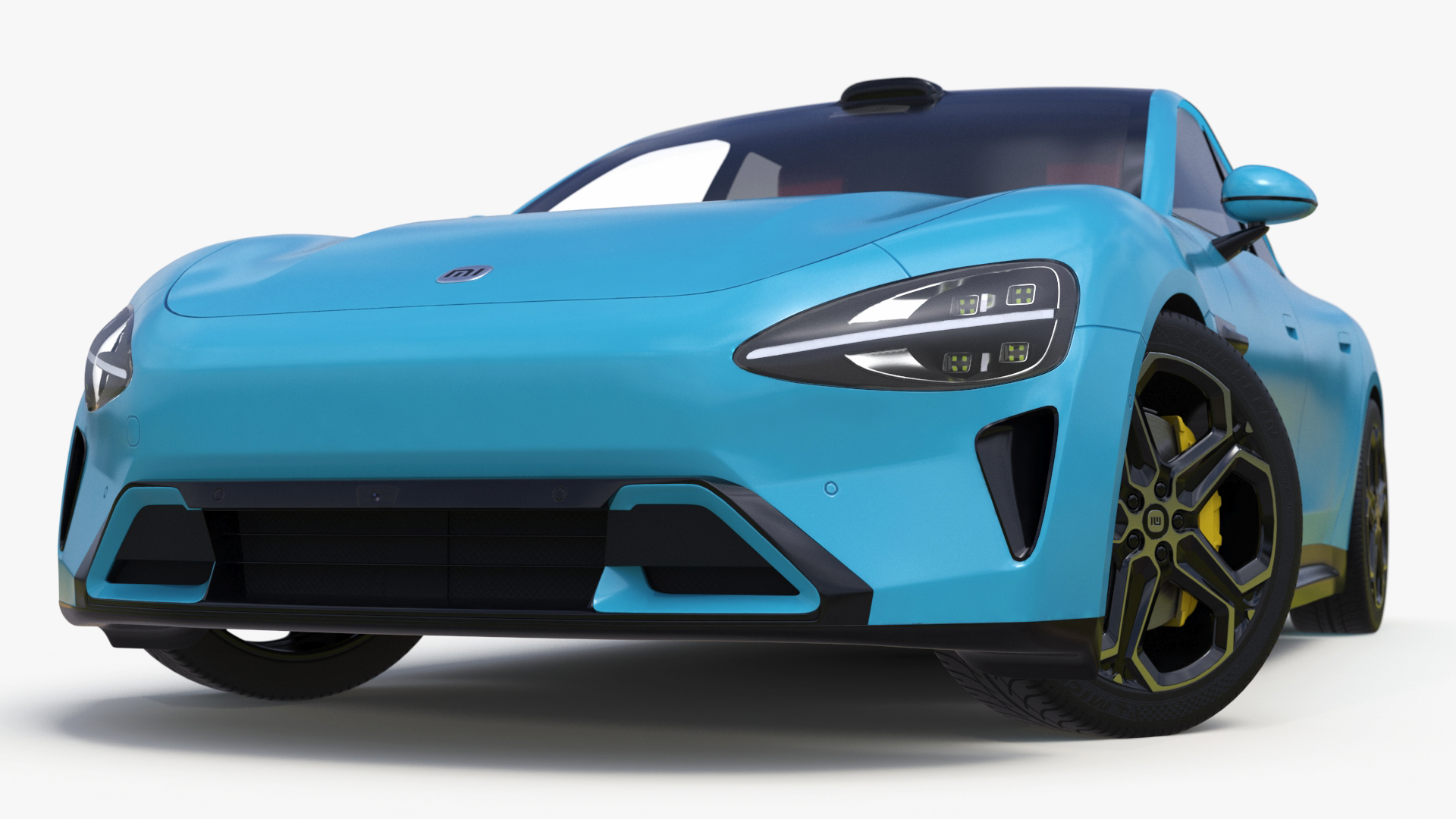 3D Electric Car Xiaomi SU7 EV Car 2023 Aqua Blue Rigged for Maya