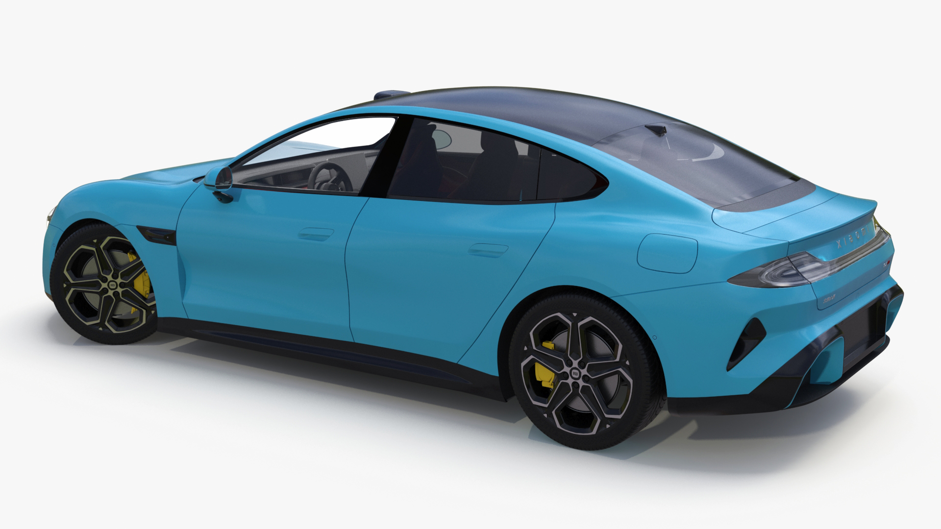 3D Electric Car Xiaomi SU7 EV Car 2023 Aqua Blue Rigged for Maya