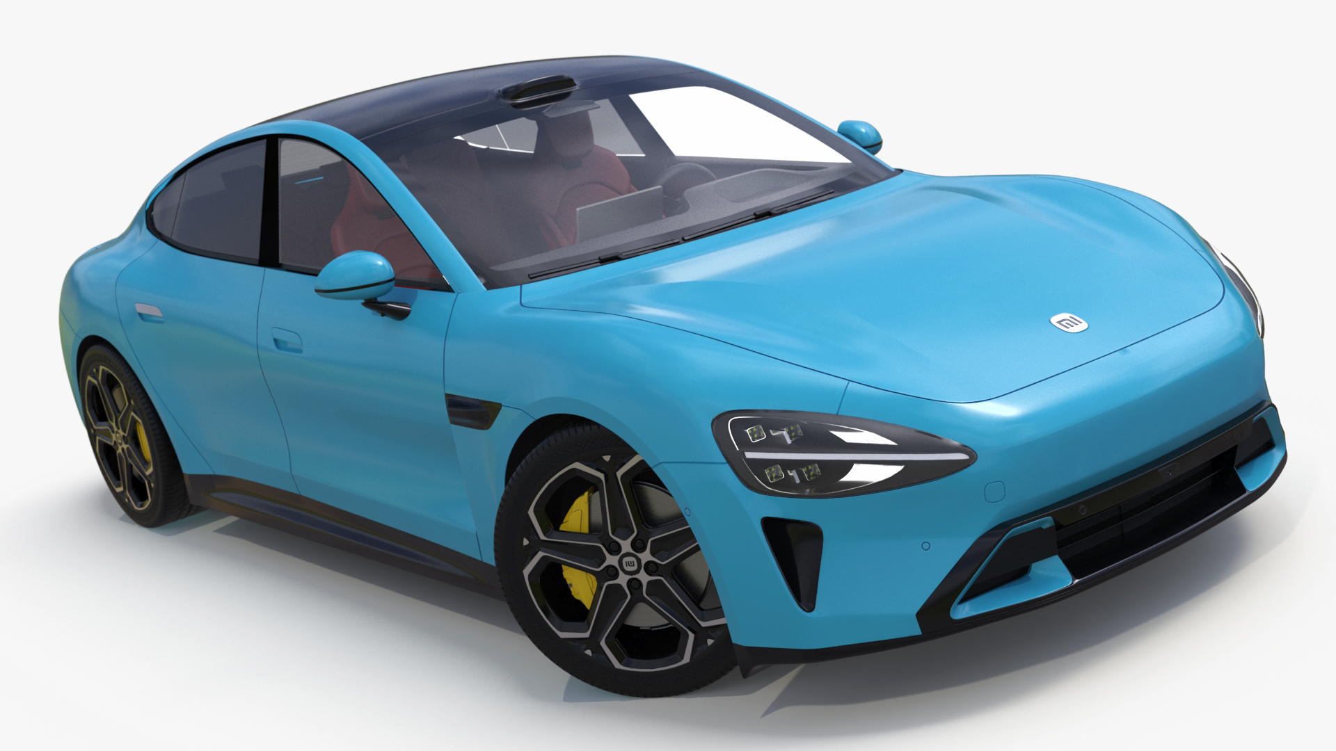 3D Electric Car Xiaomi SU7 EV Car 2023 Aqua Blue Rigged for Maya