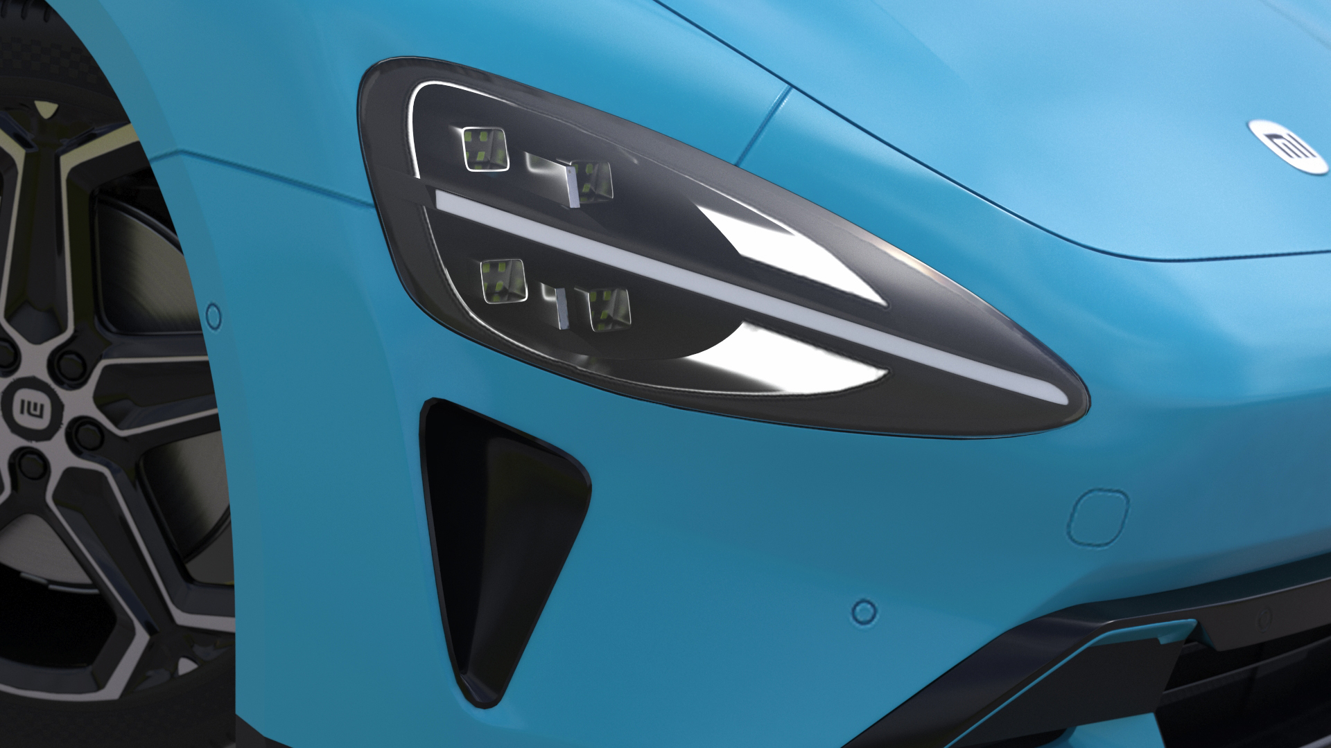 3D Electric Car Xiaomi SU7 EV Car 2023 Aqua Blue Rigged for Maya