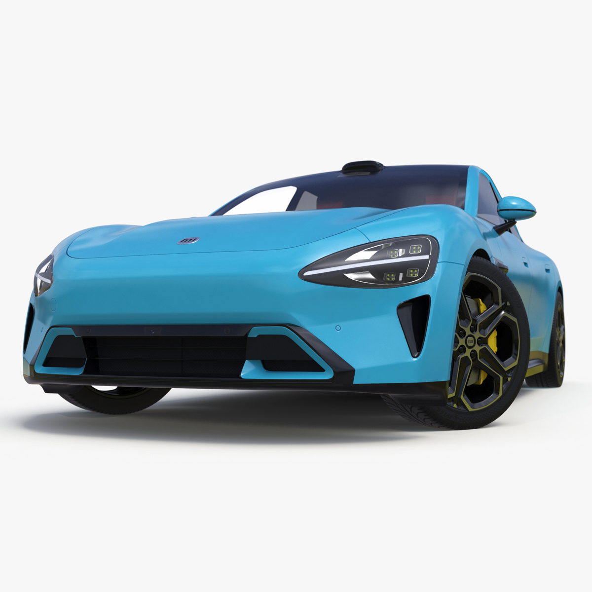 3D Electric Car Xiaomi SU7 EV Car 2023 Aqua Blue Rigged for Maya