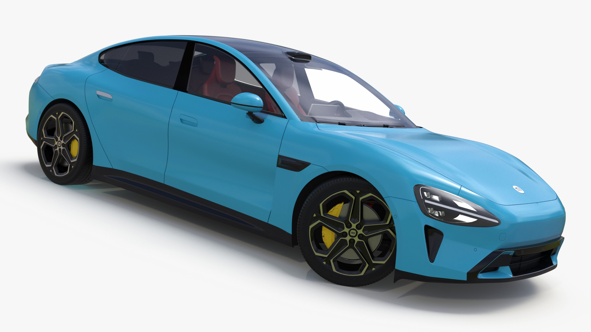 3D Electric Car Xiaomi SU7 EV Car 2023 Aqua Blue Rigged for Maya