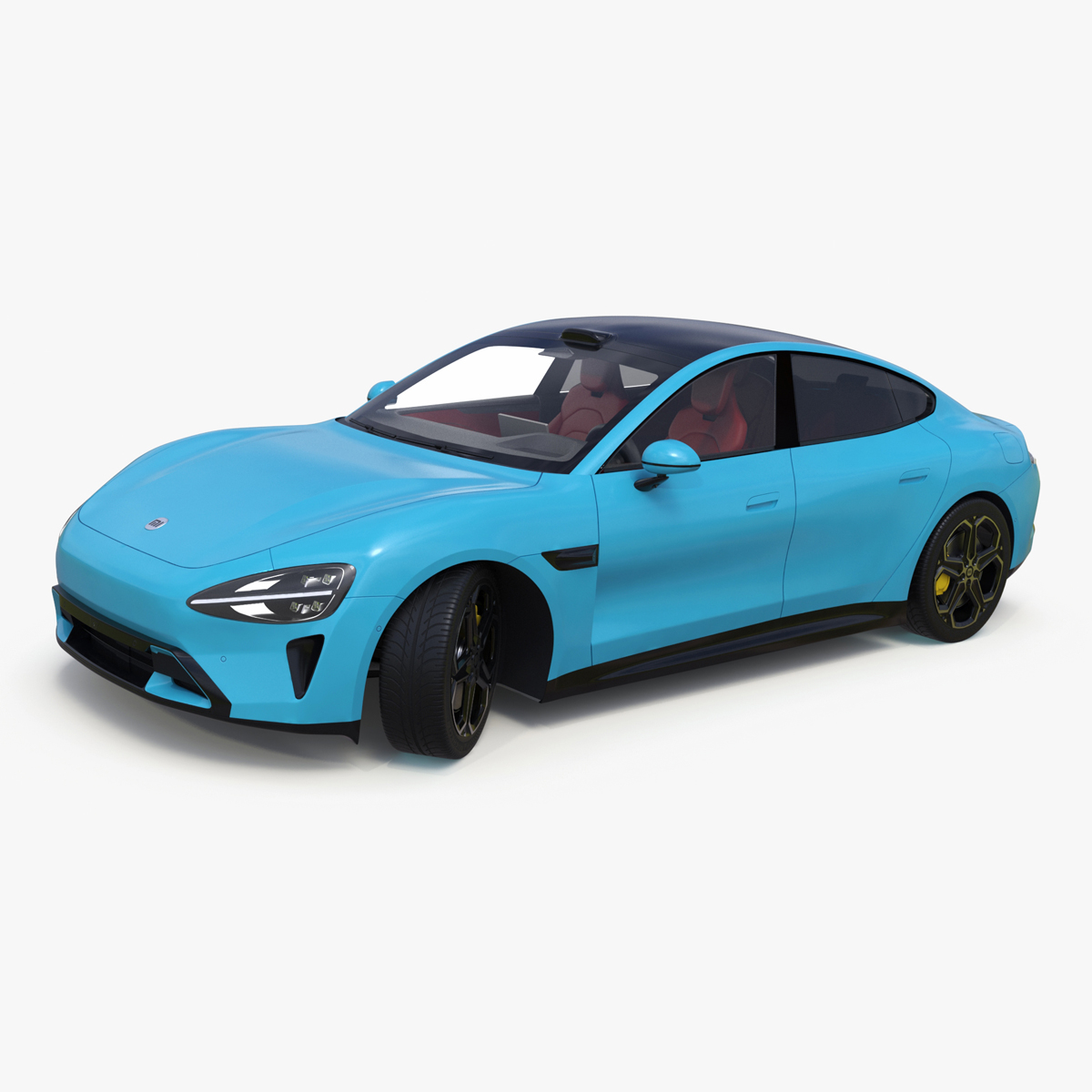3D Electric Car Xiaomi SU7 EV Car 2023 Aqua Blue Rigged for Maya