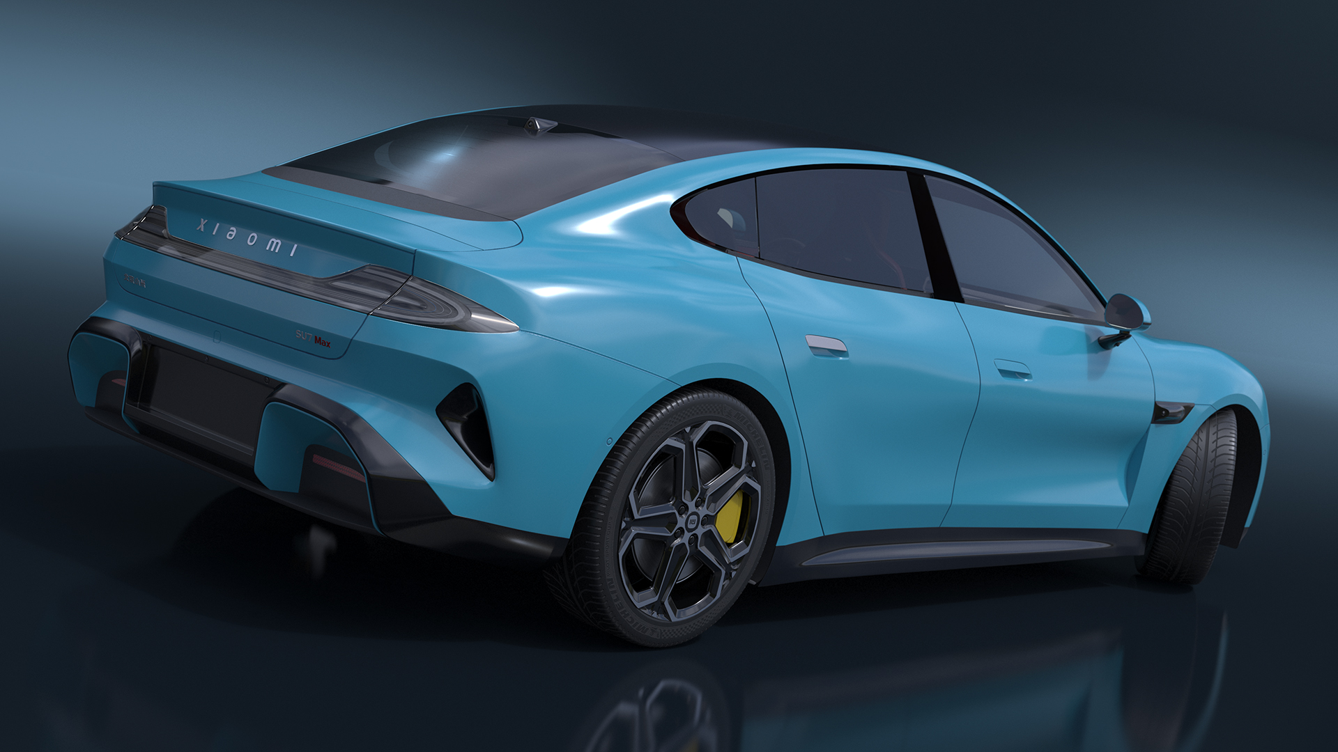 3D Electric Car Xiaomi SU7 EV Car 2023 Aqua Blue Rigged for Maya