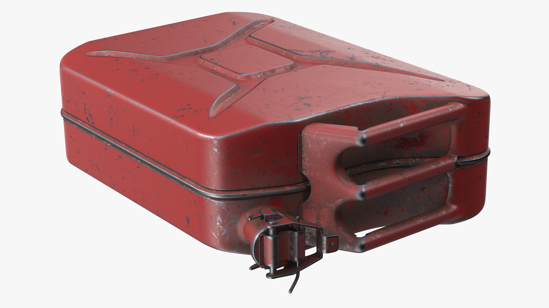 3D Used Steel Red Jerry Gas Can model