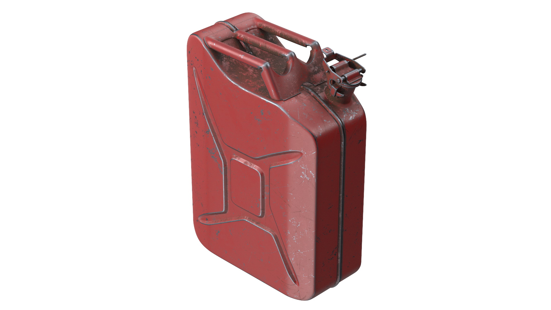 3D Used Steel Red Jerry Gas Can model