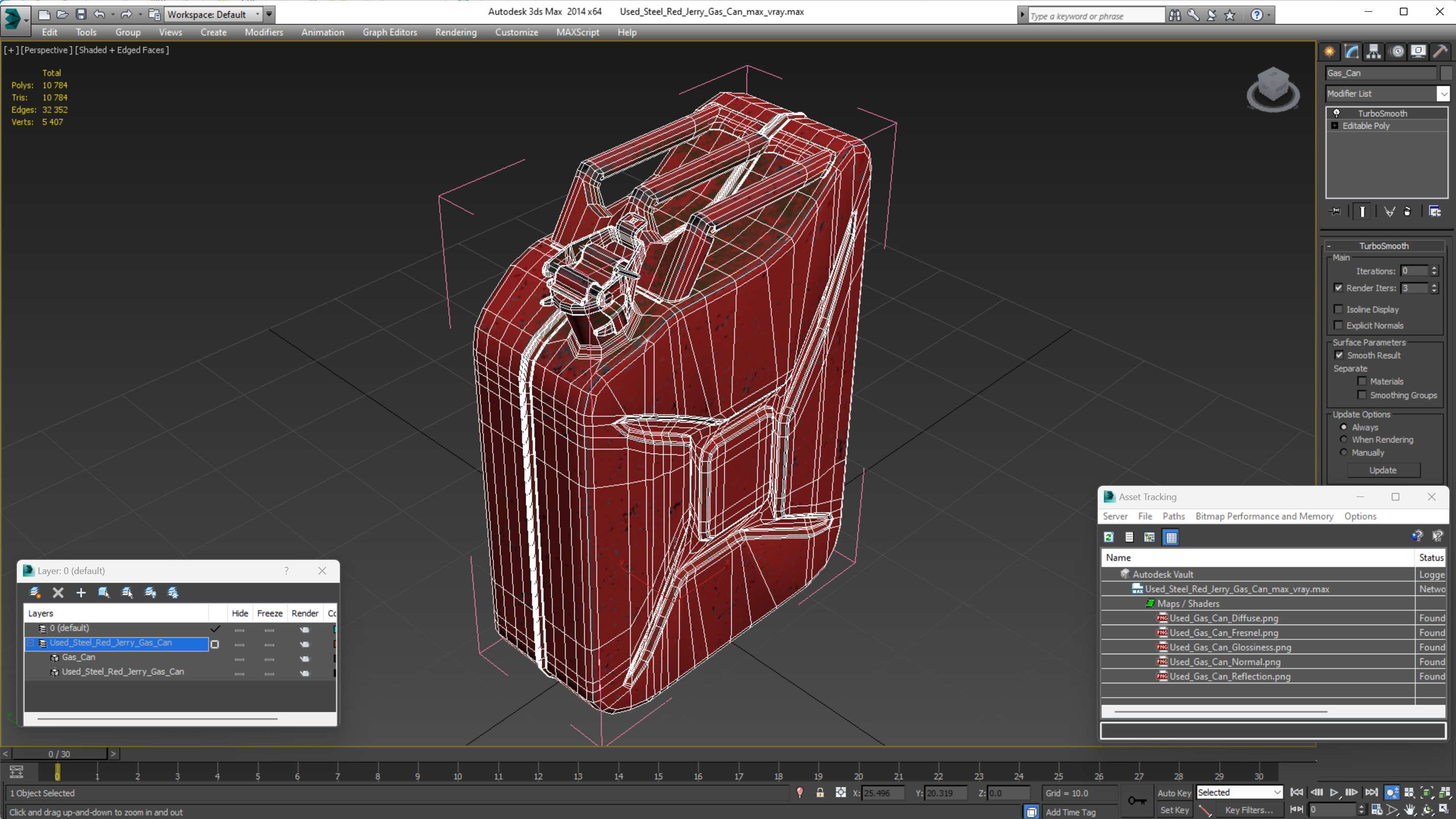 3D Used Steel Red Jerry Gas Can model