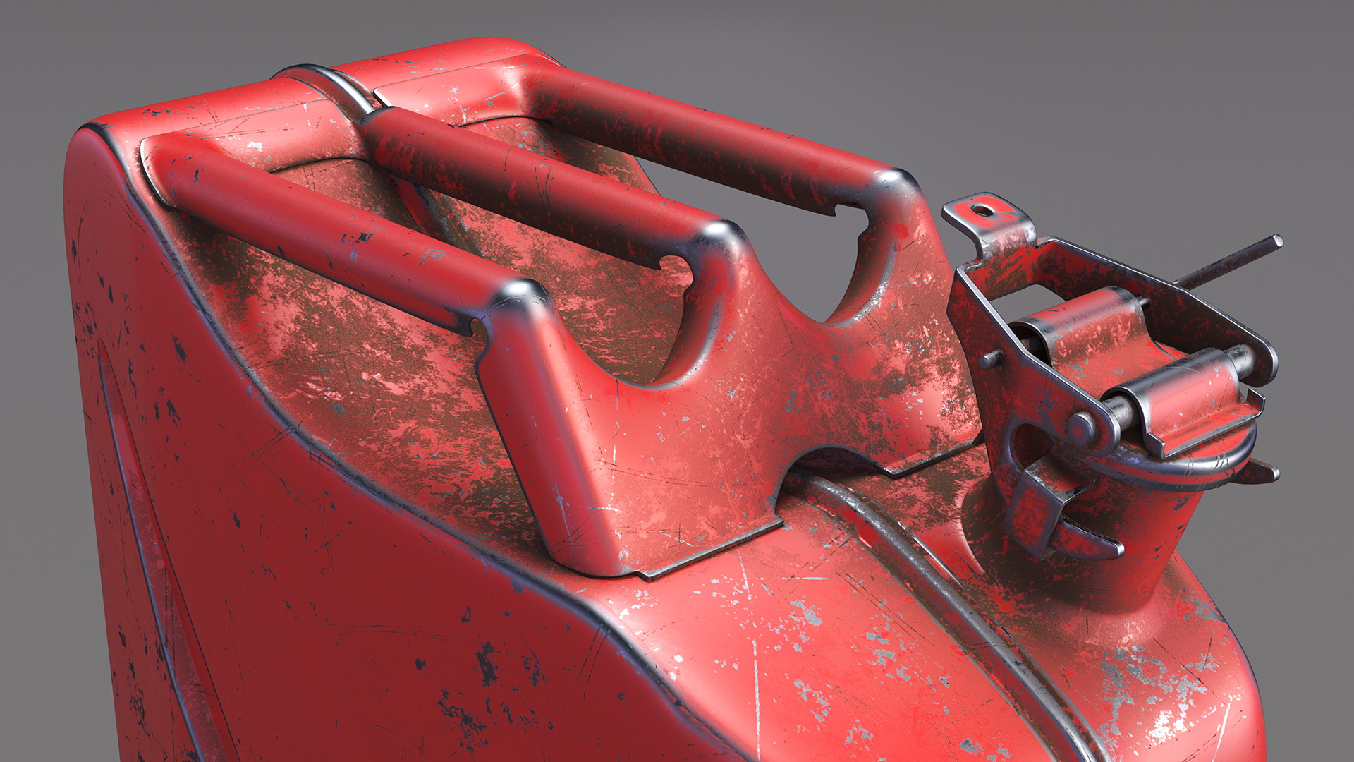 3D Used Steel Red Jerry Gas Can model