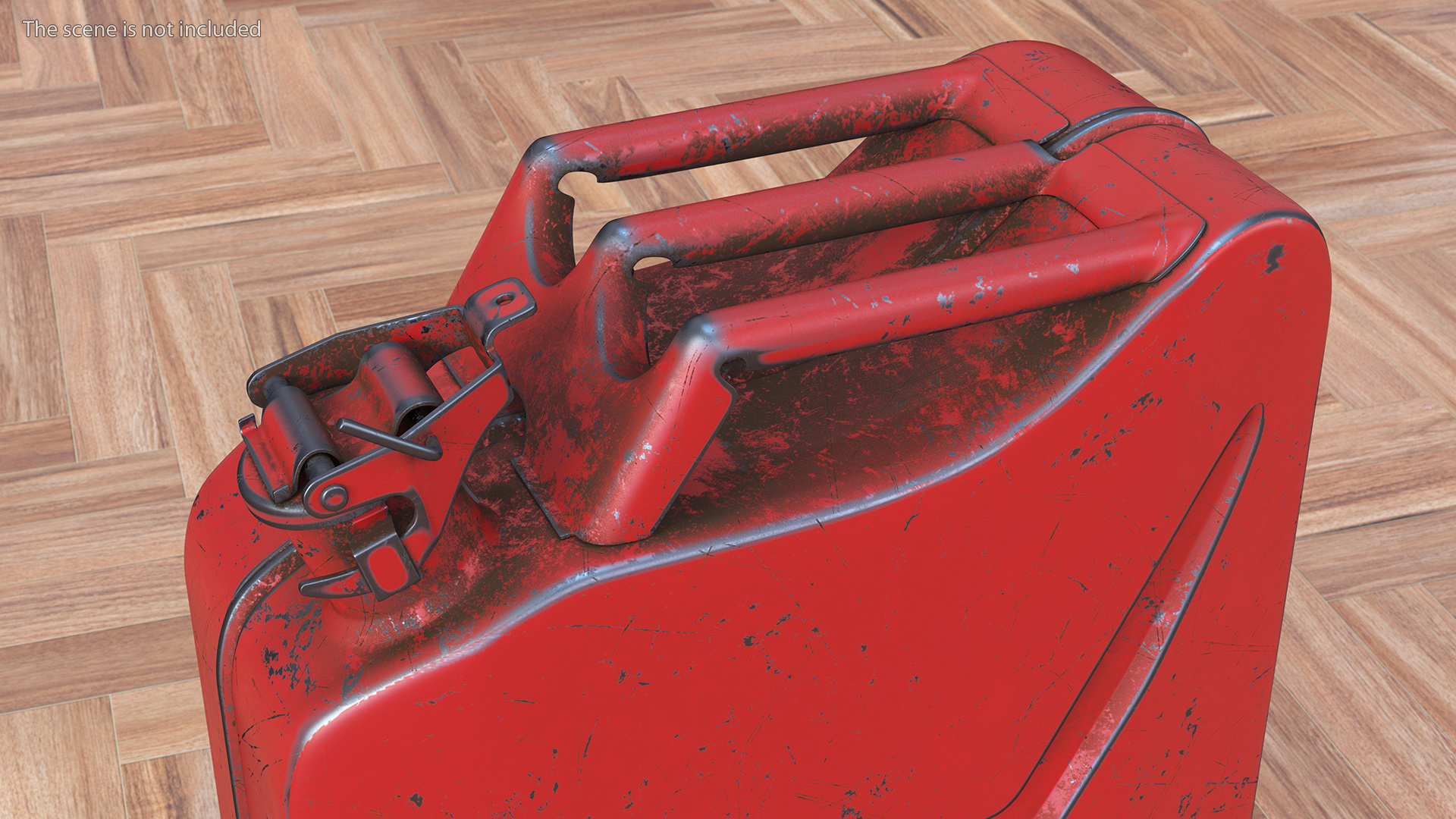 3D Used Steel Red Jerry Gas Can model