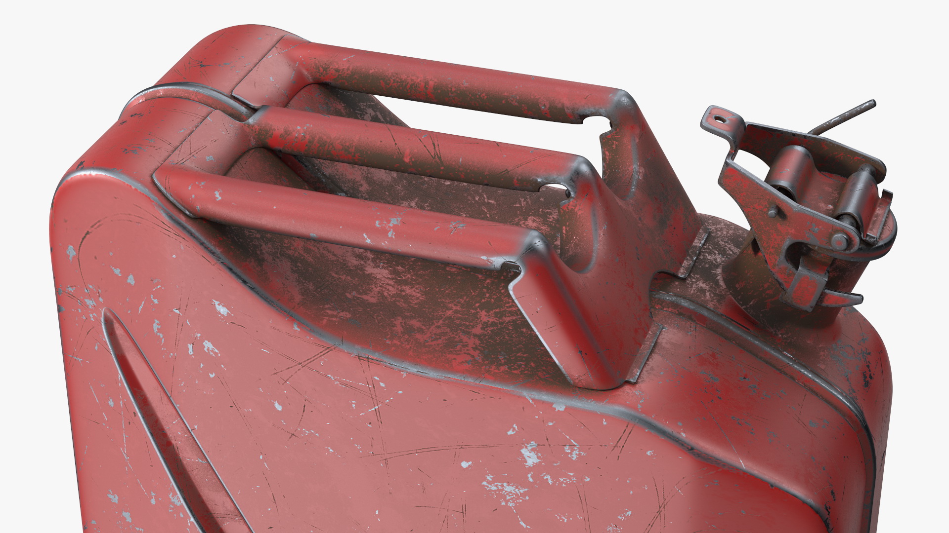 3D Used Steel Red Jerry Gas Can model