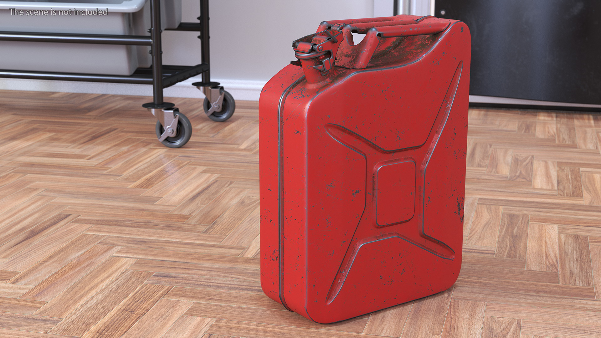 3D Used Steel Red Jerry Gas Can model