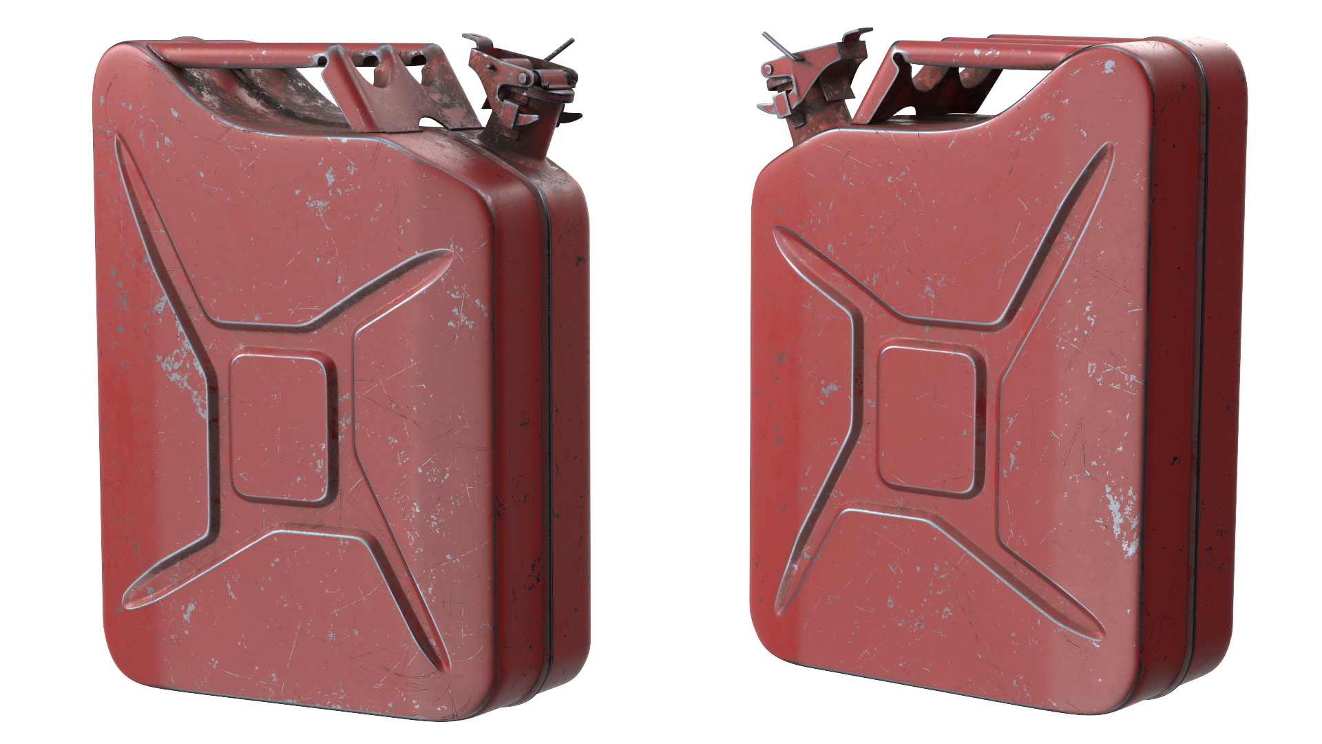 3D Used Steel Red Jerry Gas Can model