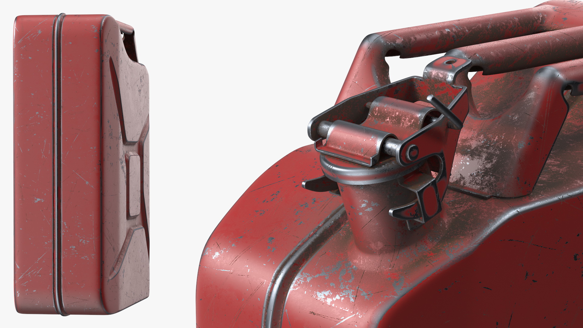 3D Used Steel Red Jerry Gas Can model