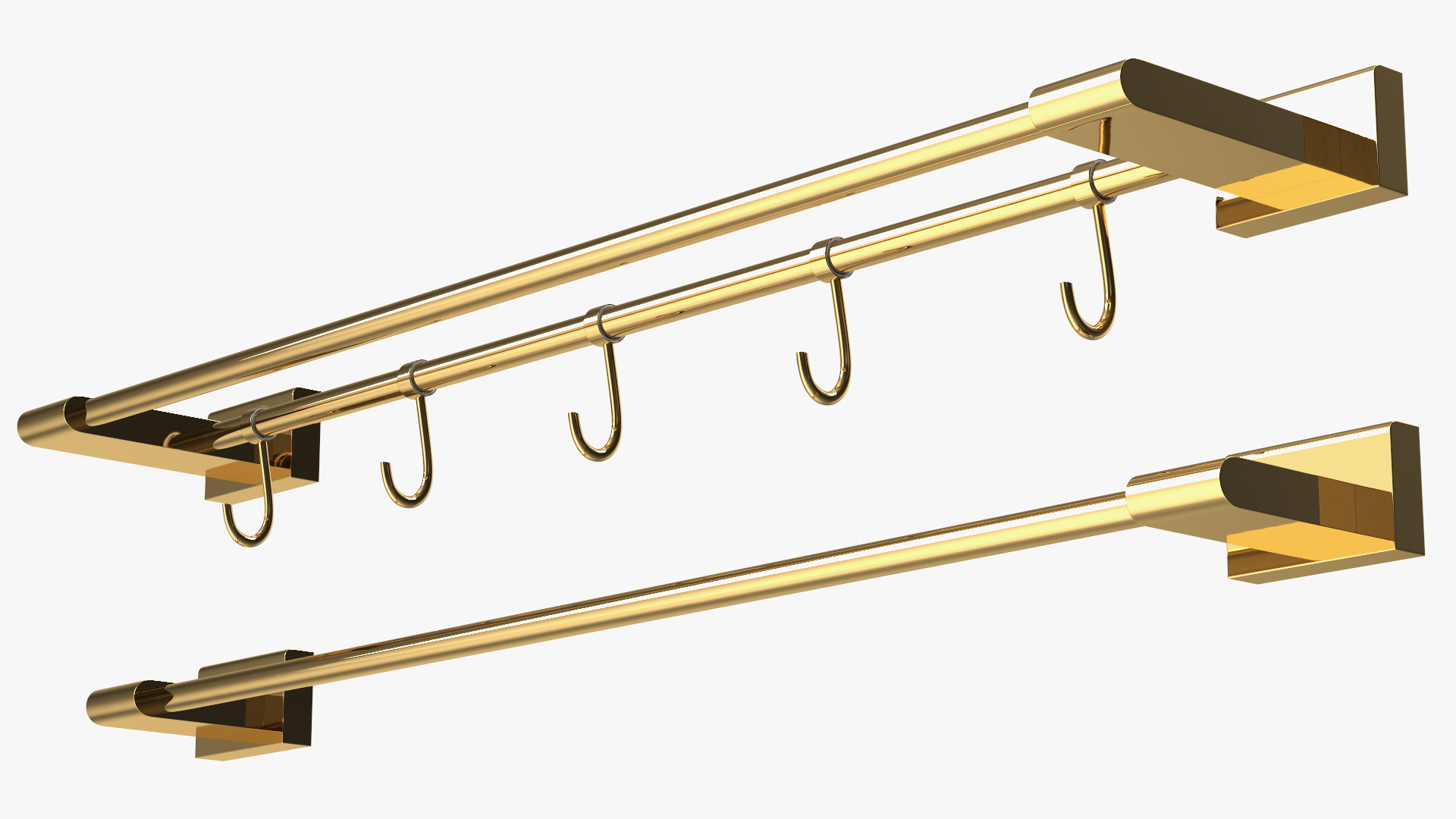 Double Towel Rack Gold 3D