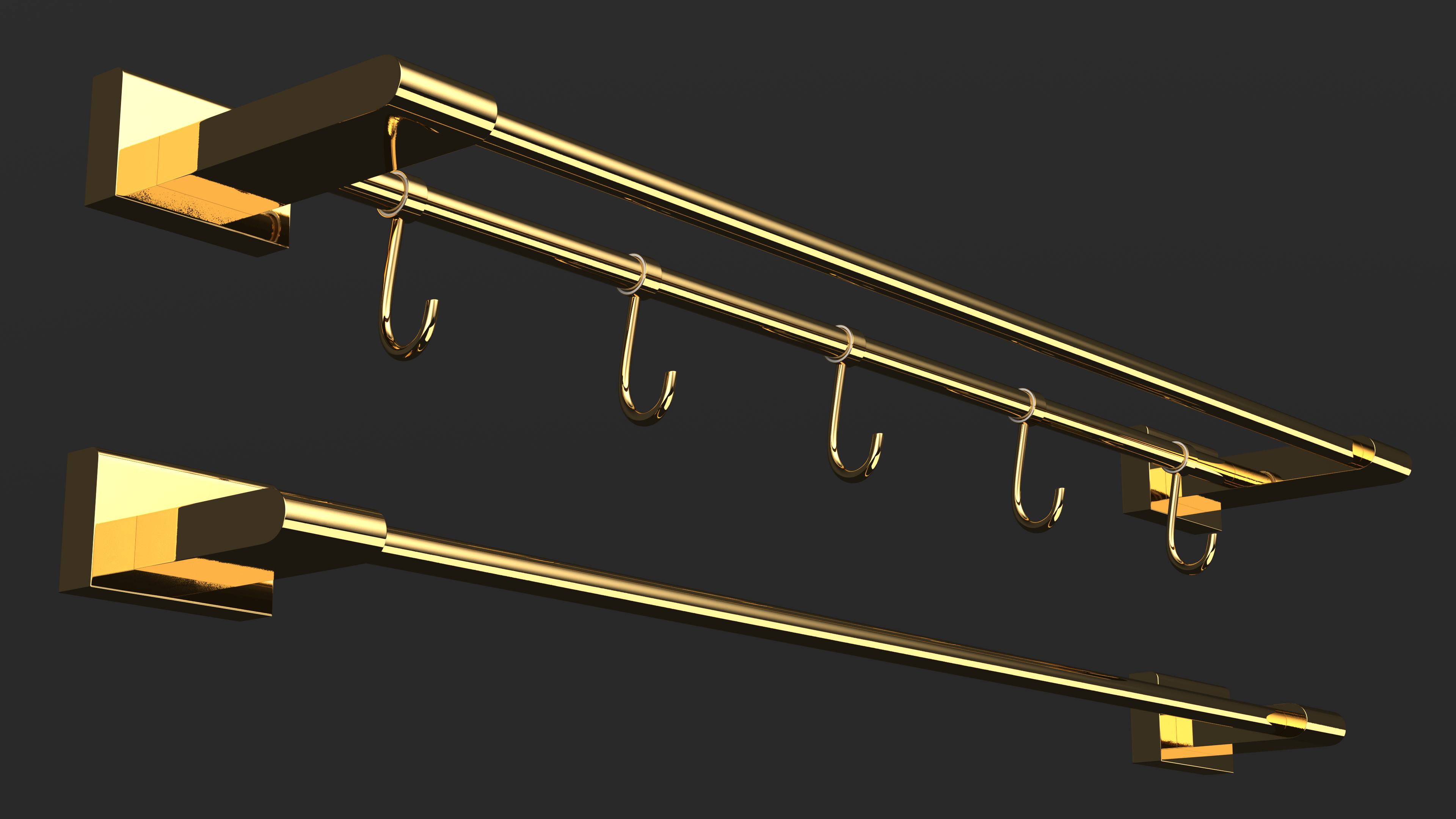 Double Towel Rack Gold, view 7