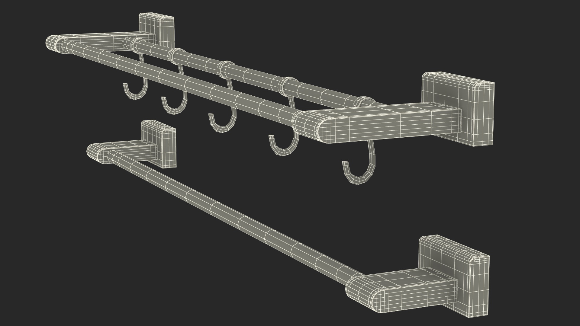 Double Towel Rack Gold 3D